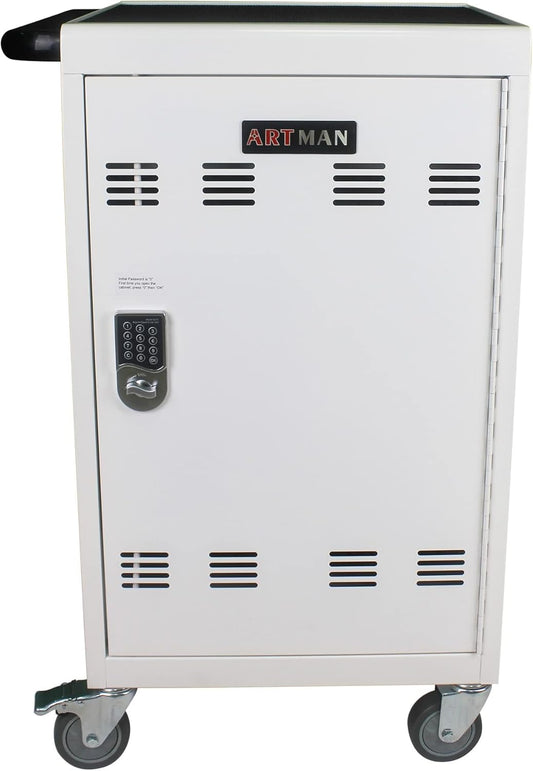 32 Device Mobile Charging Station for Laptops/Tablets/iPads/Chromebooks,32 Bay Lockable Charging Cabinet with Cable Management & Power Strip Included, Laptop & Tablet Storage Carts,Combination Lock