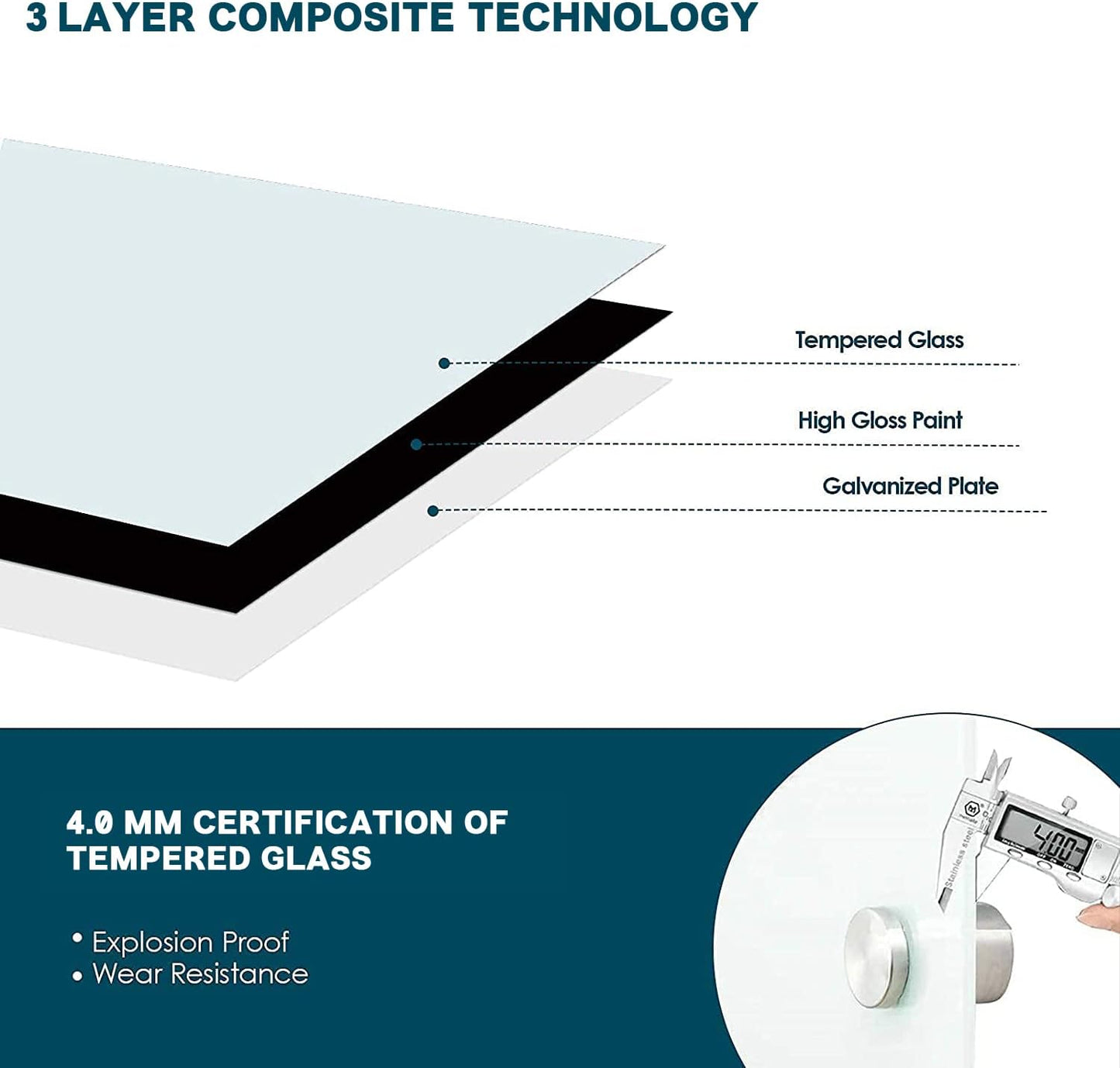 J&J worldwide Magnetic Whiteboard Calendar, 47 x 35 Black Glass Wall Calendar Dry Erase Board Monthly Planner for Home, School, Office, Frameless, with Markers, Marker Tray, Eraser, Magnets