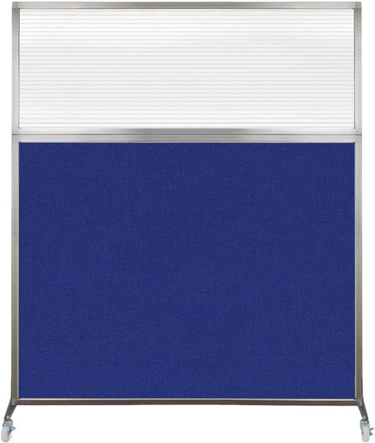 Versare Hush Screen Portable Room Divider with Wheels | Workstation Wall Divider | Freestanding Privacy Hush Panels | Clear Fluted Windows | Fabric Office Divider Screen | Great for Room Separation