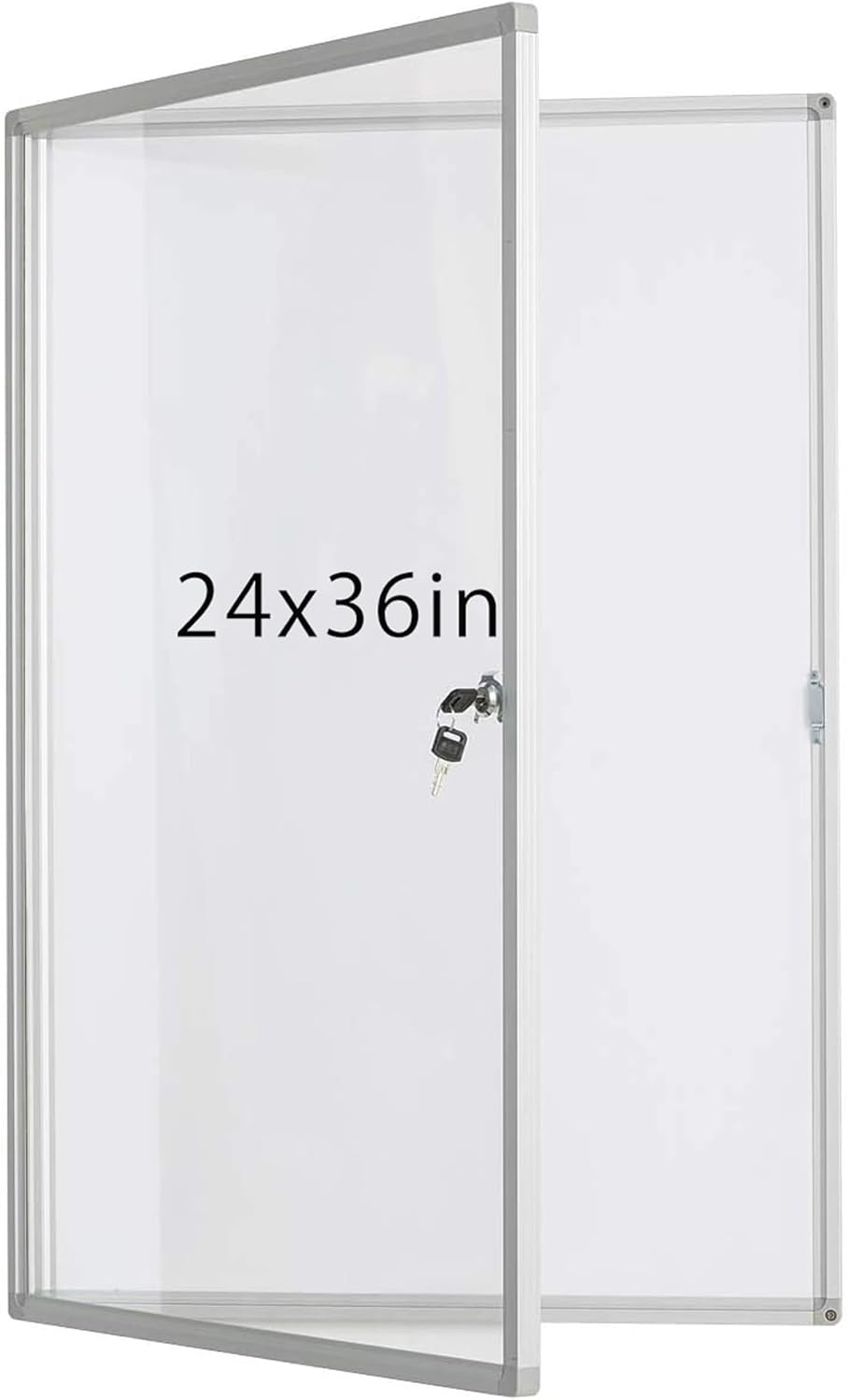 Lockable Dry Erase Board 36x24 Inches Enclosed Bulletin Boards White Board Frame Display Case,with Magnets,for School Message Notice Whiteboard (White Board)