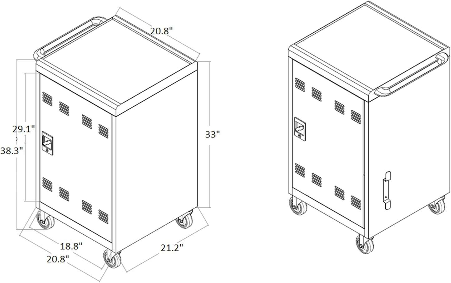 35-Device Mobile Charging Cabinet, Lockable, Up to 16.3" Screen, Tablet Laptops & Chromebooks, White