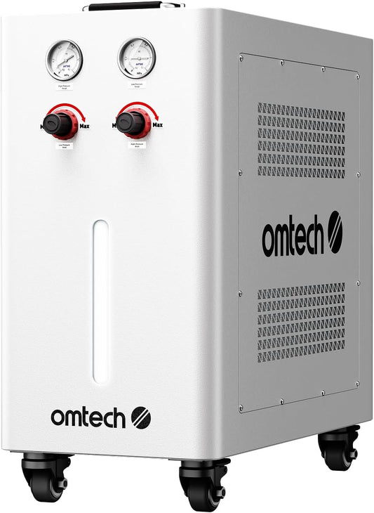 OMTech Air Assist, Smart High-Low Pressure Airway Module for CO2 Laser Engravers and Cutters, 80L/min Automatic Air Flow Control Module with Built-in Air Compressor, K40 & Polar Not Compatible