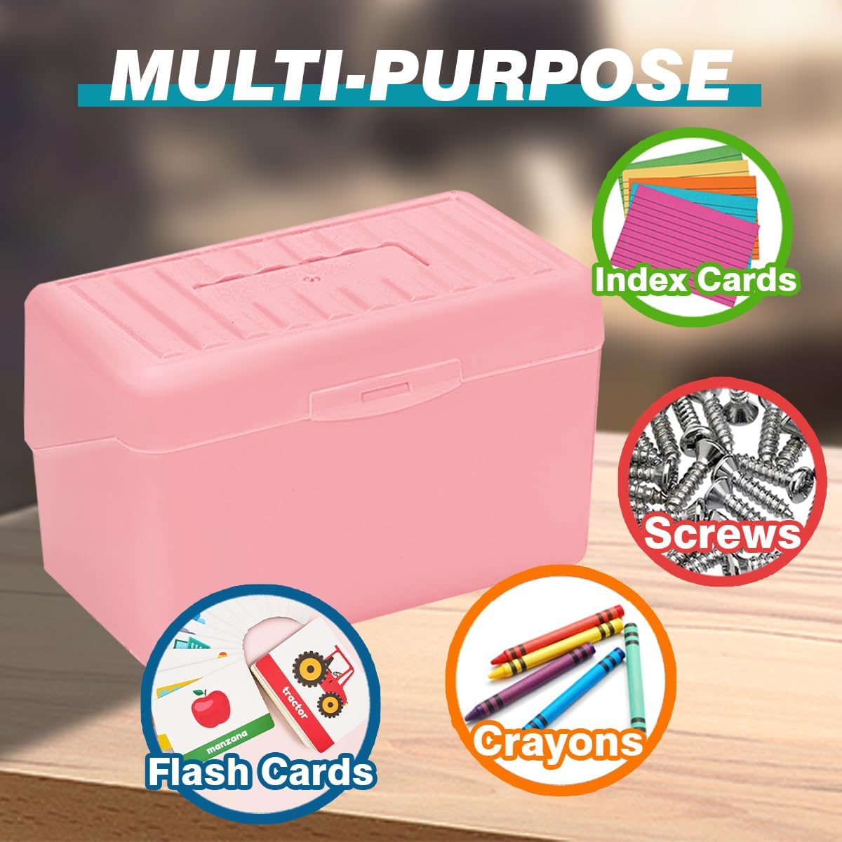 H4D Index Card Holder 3x5, Index Card Box Organizer Case, 3x5 Flash Note Card Holder, 3 Packs (Pastel Colors)