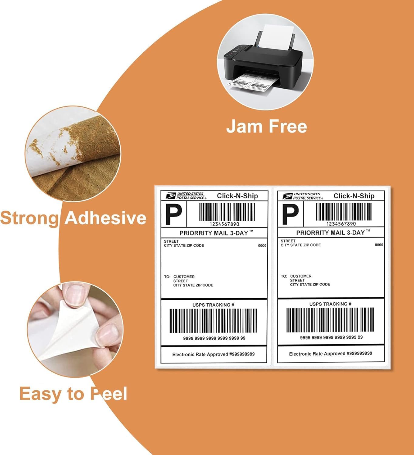 Round Corner Half Sheet 8.5" x5.5" Mailing Labels Matte Blank White Self Adhesive Shipping Label for Laser and Ink Jet Printers 80 Labels (40 Sheets)