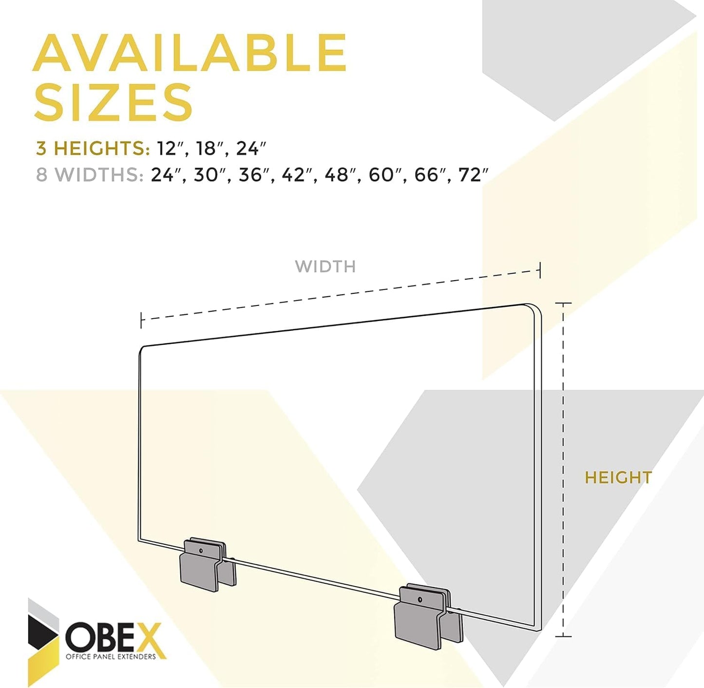 OBEX Acoustical Cubicle Privacy Screen Extender Desk Panel & Office Divider, Add Separation & Block Noise, 12" x 36", Slate