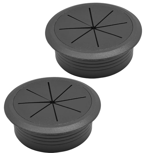 Desk Grommet 2" (50 mm), Desk Hole Cover for Cables Black, Cable Grommet ABS Plastic, Desk Hole Grommet for Office and Home Table Cable, Detachable & Flexible Cable Cord Organizer-2 Pcs