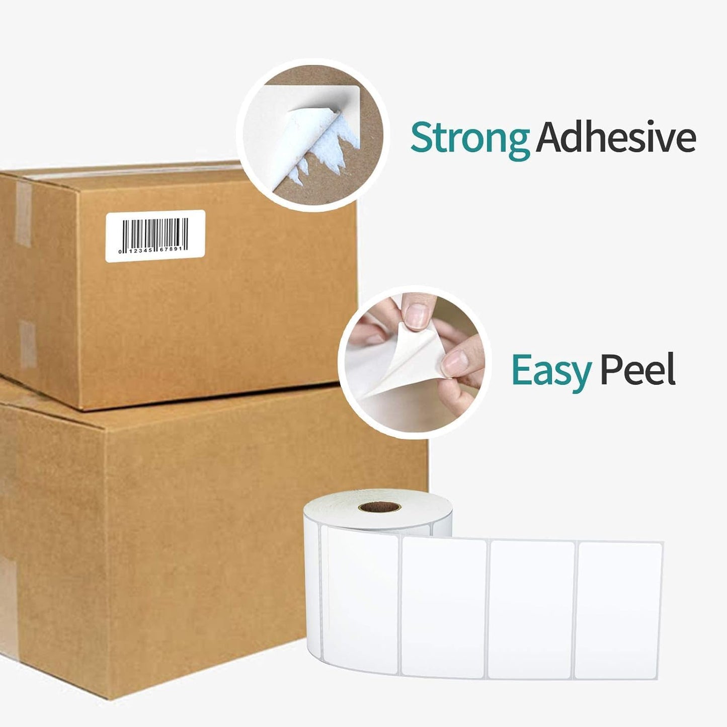 3"x2" Direct Thermal Labels for Zebra LP2844 GK420D ZD421 ZD420 Series, 12 Rolls 8400 Pcs 2x3 Waterproof Strong Adhesive Barcode Return Address Label Used with Rollo MUNBYN Desktop Printer