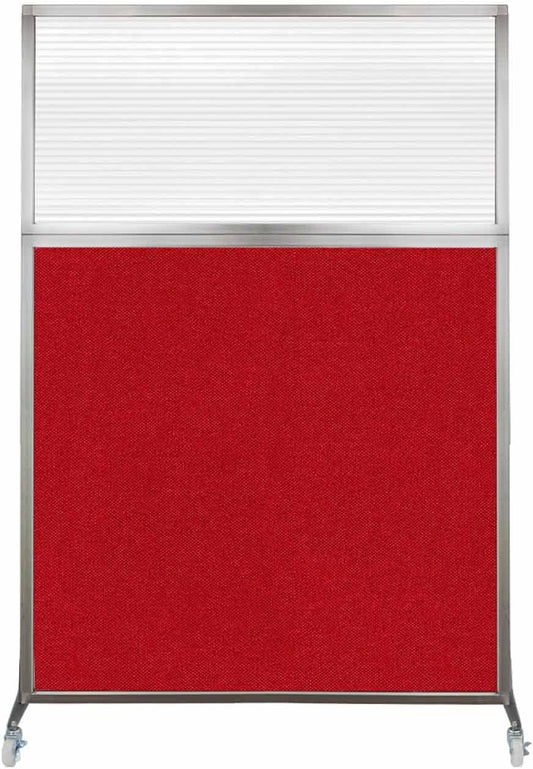 Versare Hush Screen Portable Room Divider with Wheels | Workstation Wall Divider | Freestanding Privacy Hush Panels | Clear Fluted Windows | Fabric Office Divider Screen | Great for Room Separation