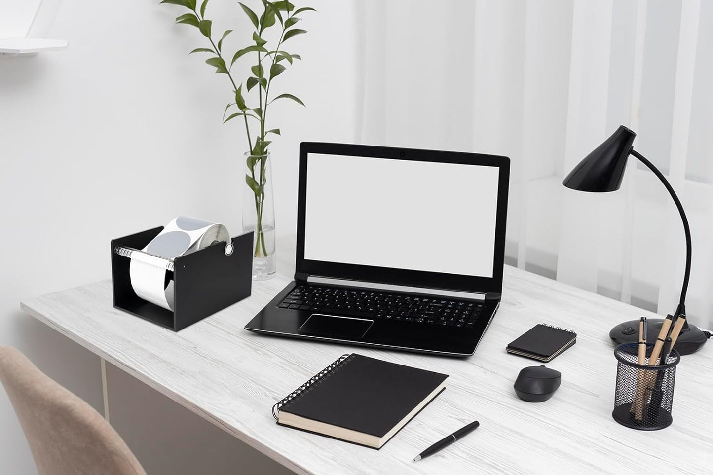 Manual Label Sticker Dispenser for Rolls of Stickers - Adjustable Tabletop Acrylic Holder for Multiple Rolls in Classroom, Business, Home