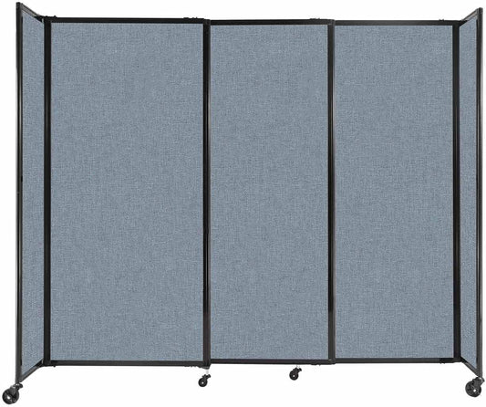 Versare Straightwall Sliding Portable Wall Partition | Freestanding Office Dividers | Locking Wheels | Temporary Room Separator | 7'2'' Wide x 6' Tall Powder Blue Fabric Panels