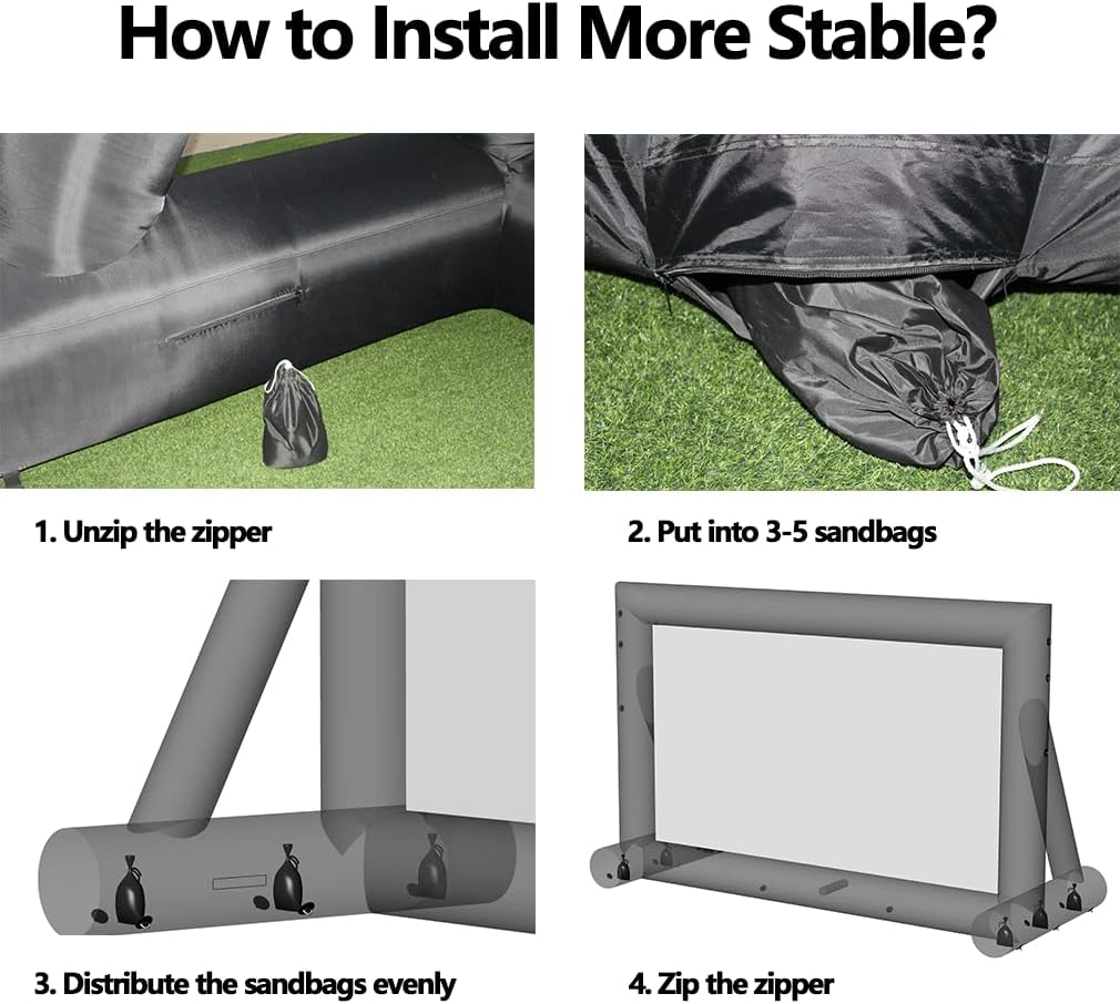 30ft Outdoor Inflatable Movie Screen, No Seam Projector Screen with Air Blower, Support Front & Rear Projection