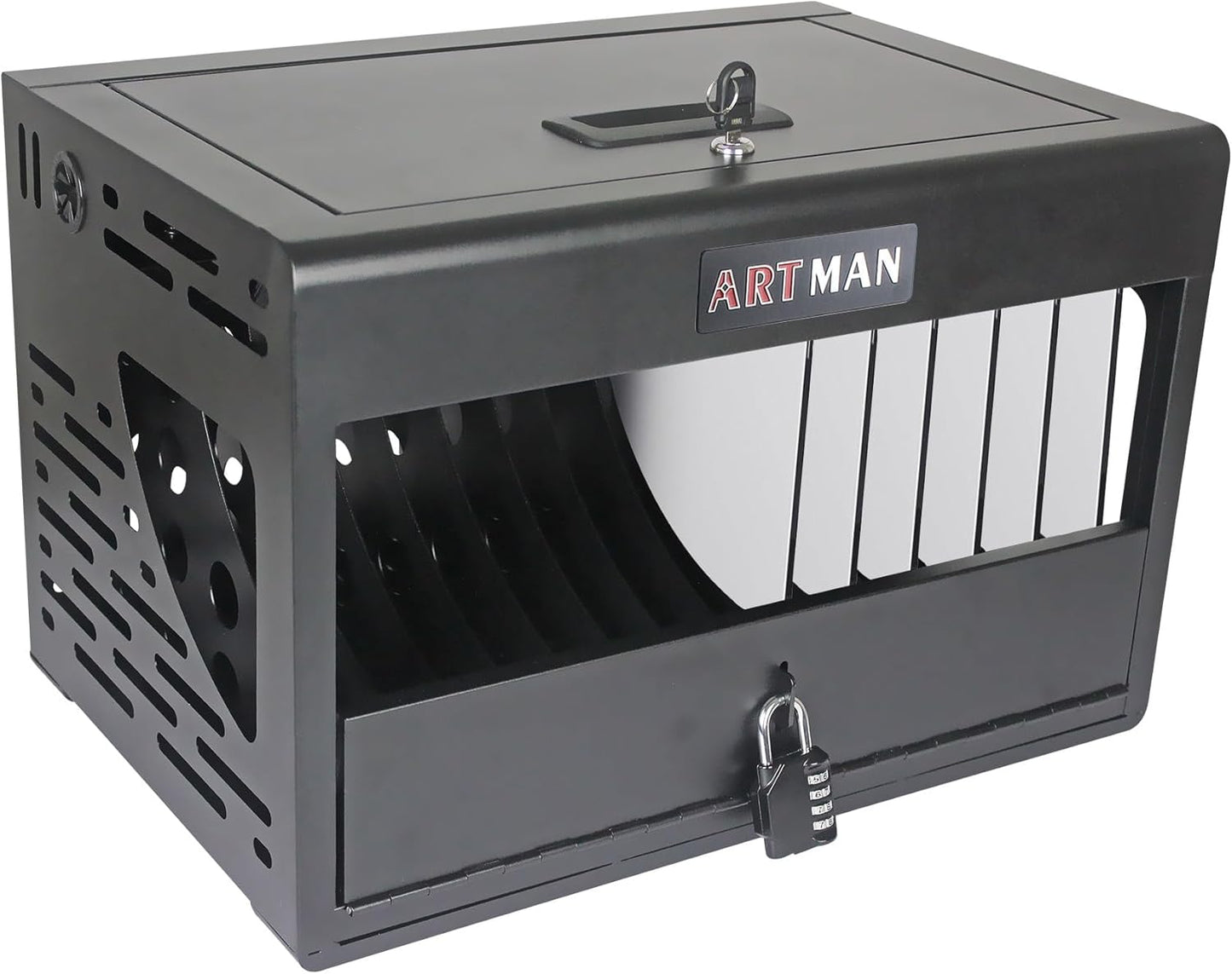 16 Device Charging Station for Laptops/Tablets/iPads/Chromebooks,16 Bay Wall-Mount Lockable Charging Cabinet with Cable Management & Power Organization,Fully Assembled Storage Cart(16 Bay-Black)