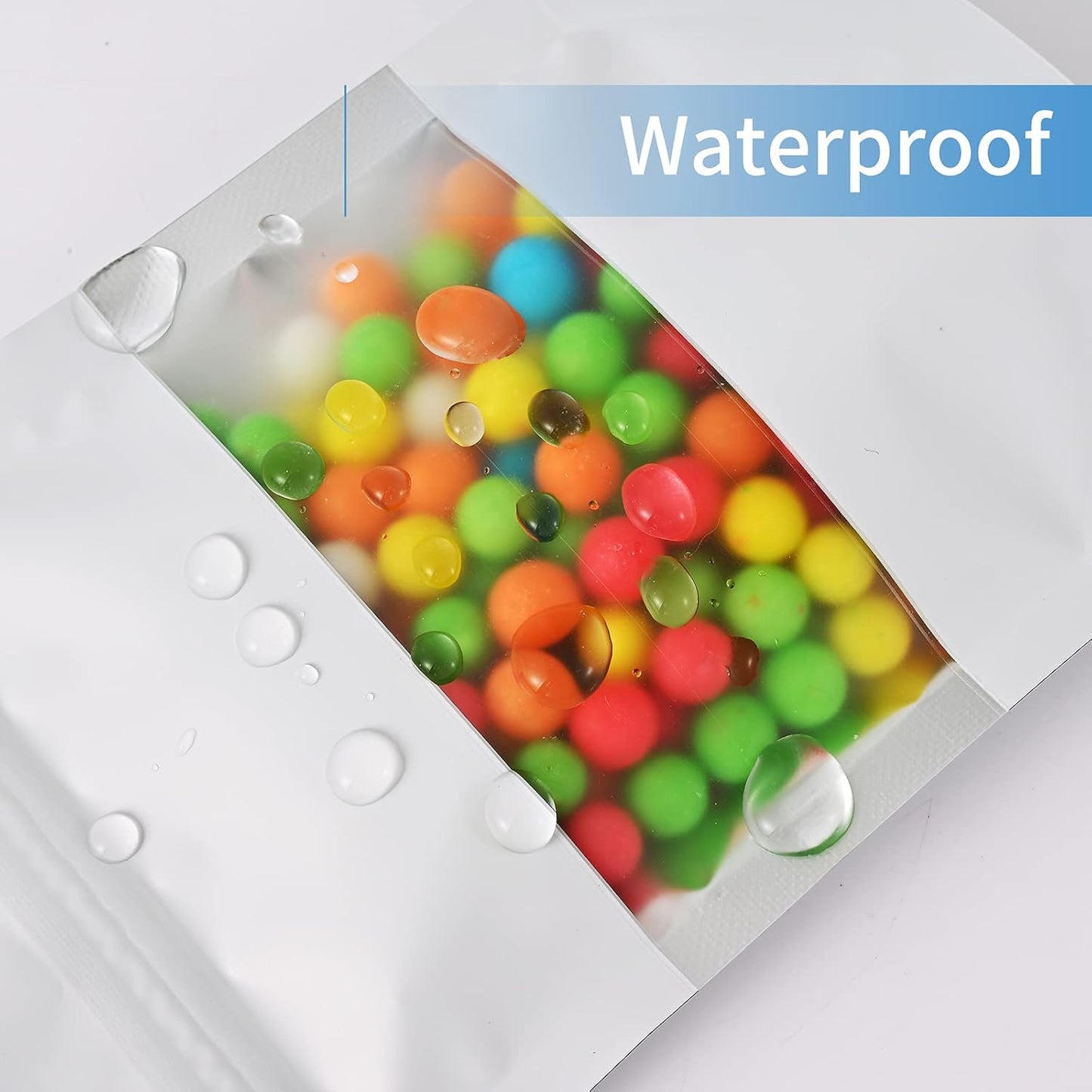 100 Pieces Smell Proof Mylar Bags, Resealable Food Storage Bags with Clear Window, Foil Pouch Stand-up Bags for Food Self Sealing Storage Supplies (White, 4 x 6 Inch)