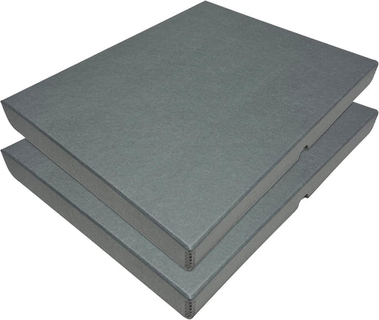 Lineco Folio Storage Box, Clamshell Design with Metal Edge. 16.5x20.5x1.75 Inches, Archival Boxboard, Preserve Photos, Cards, Magazines, Documents, Art, Ephemera, Family Records, Gray, Pack of 2