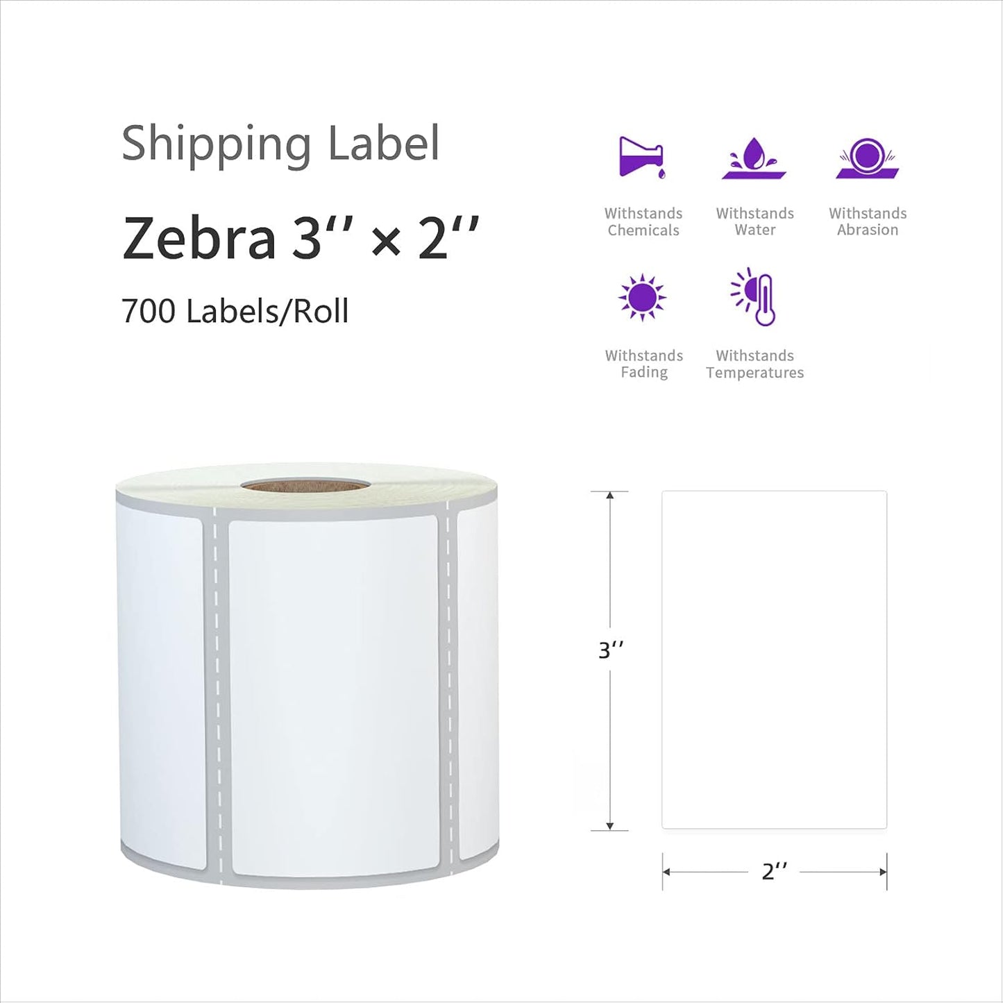 AveneMark 12 Rolls 3” X 2” Direct Thermal Labels for Barcodes, Address Labels Perforated & Compatible with Rollo & Zebra Desktop Label Printers (700/Roll)