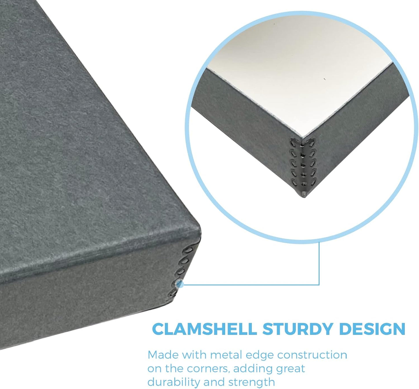 Lineco Folio Storage Box, Clamshell Design with Metal Edge. 16.5x20.5x1.75 Inches, Archival Boxboard, Preserve Photos, Cards, Magazines, Documents, Art, Ephemera, Family Records, Gray, Pack of 1