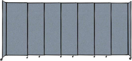 Versare Straightwall Sliding Portable Wall Partition | Freestanding Office Dividers | Locking Wheels | Temporary Room Separator | 15'6'' Wide x 6'10'' Tall Powder Blue Fabric Panels