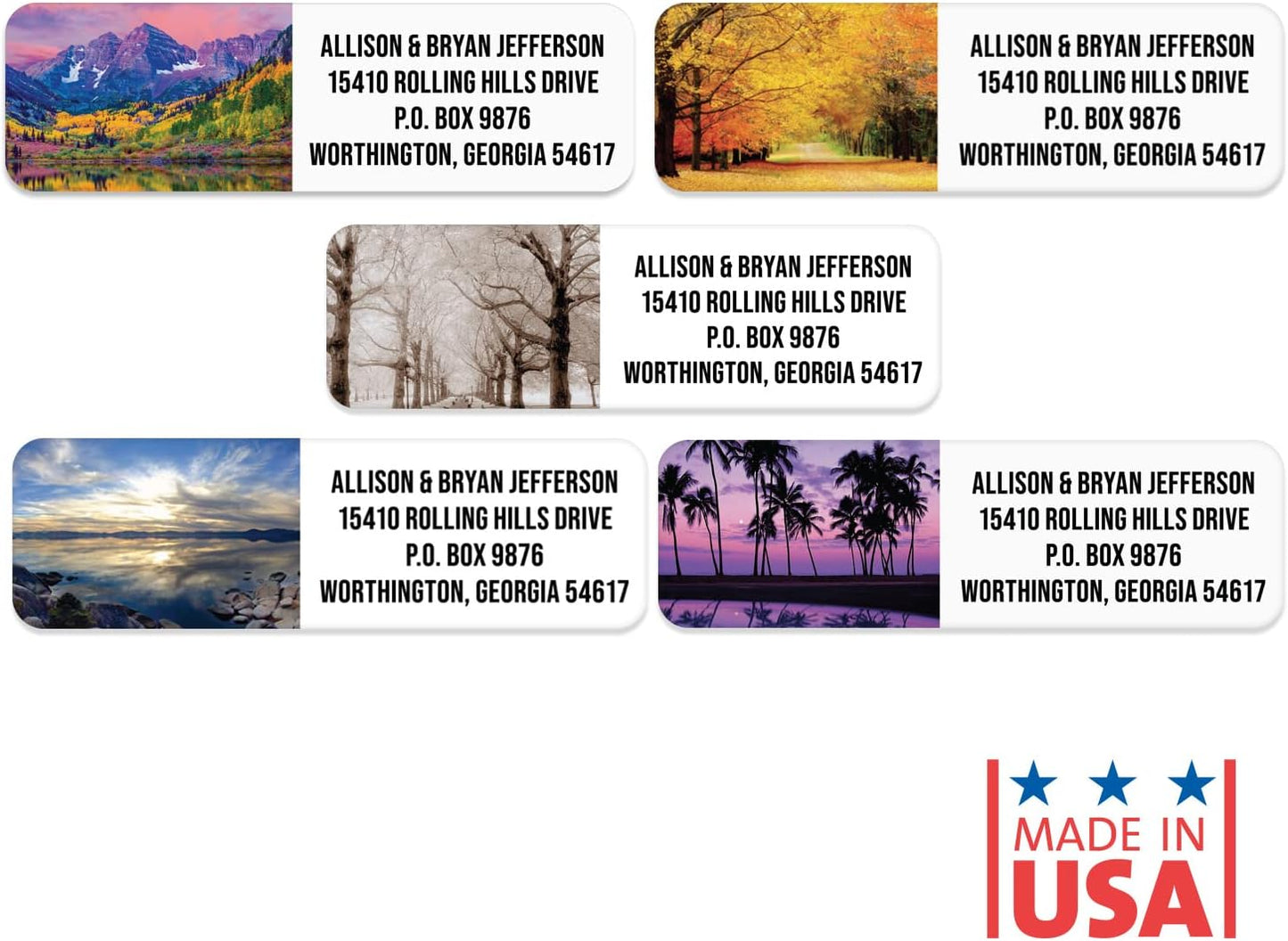 Scenic Landscape Rolled Address Labels / 250 Personalized Return Address Labels/Designer Address Stickers in Elegant Plastic Dispenser