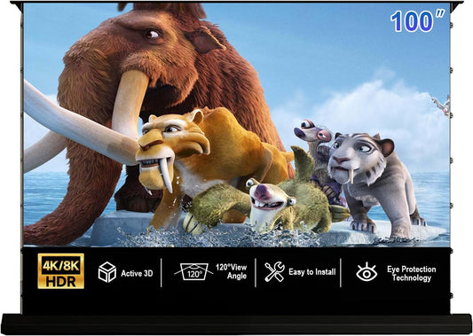 IN&VI Fresnel Motorized Floor Rising Projector Screen for Long/Standard Projector,Motorized Projector Screen 4K/8K Ultra HD 3D Active,ALR Movie Screen for Home Theater,95% Ambient Light Rejecting