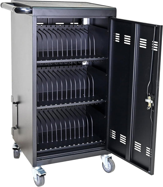 Laptop Charging Cart, 45 Device Tablet Storage Carts for iPad Up to 16.3-inch Screen Size, Mobile Charging Station for Classroom, with Cord Organizer,Black