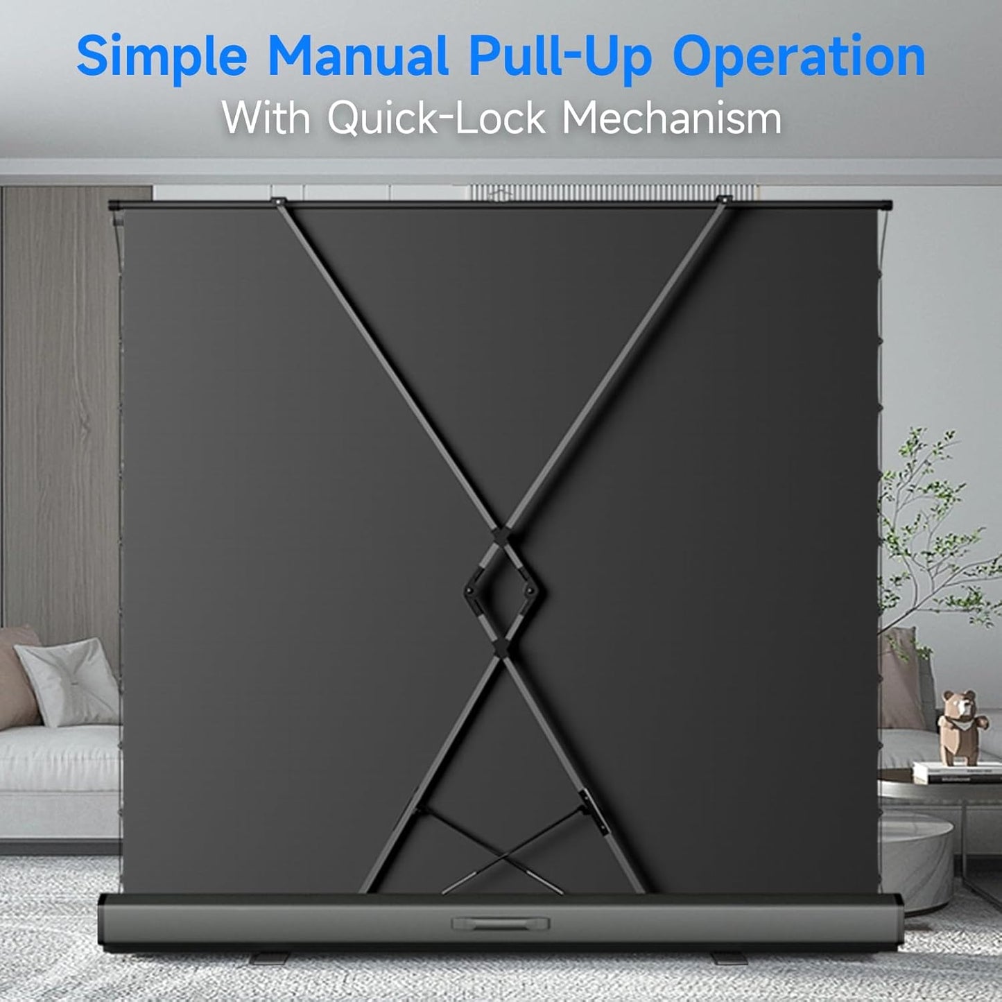 IN&VI Tab-Tension Portable ALR Manual Pull Up Projector Screen,Outdoor Projector Screen 100in 178°Viewing Angle Portable Movie Screen 3D/4K HD 16: 9 Wrinkle-Free Design for Backyard Night