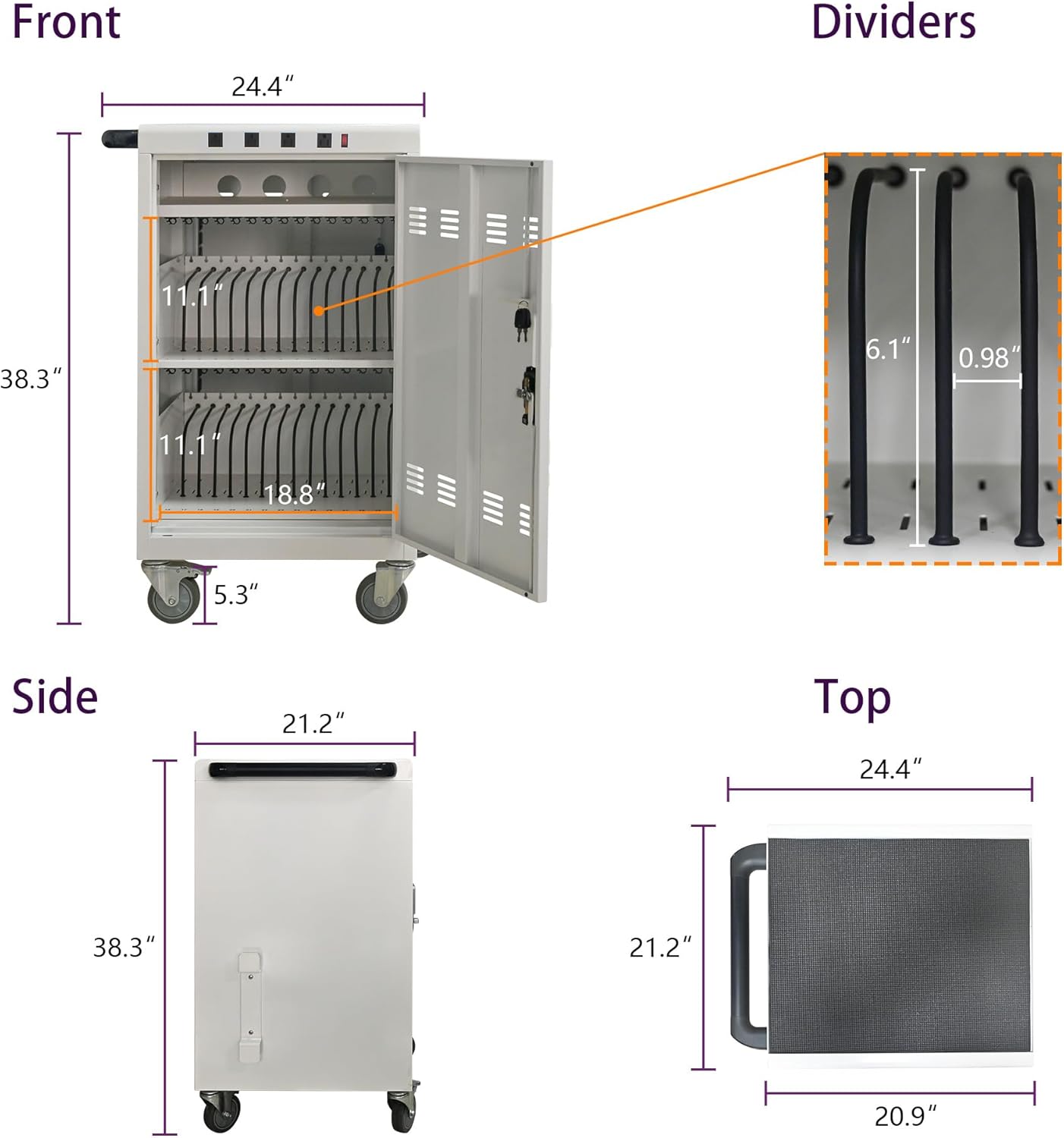 35 Device Mobile Charging Station for Laptops/Tablets/iPads/Chromebooks,35 Bay Lockable Charging Cabinet with Cable Management & Power Strip, Laptop & Tablet Storage Carts,Easy Assembly