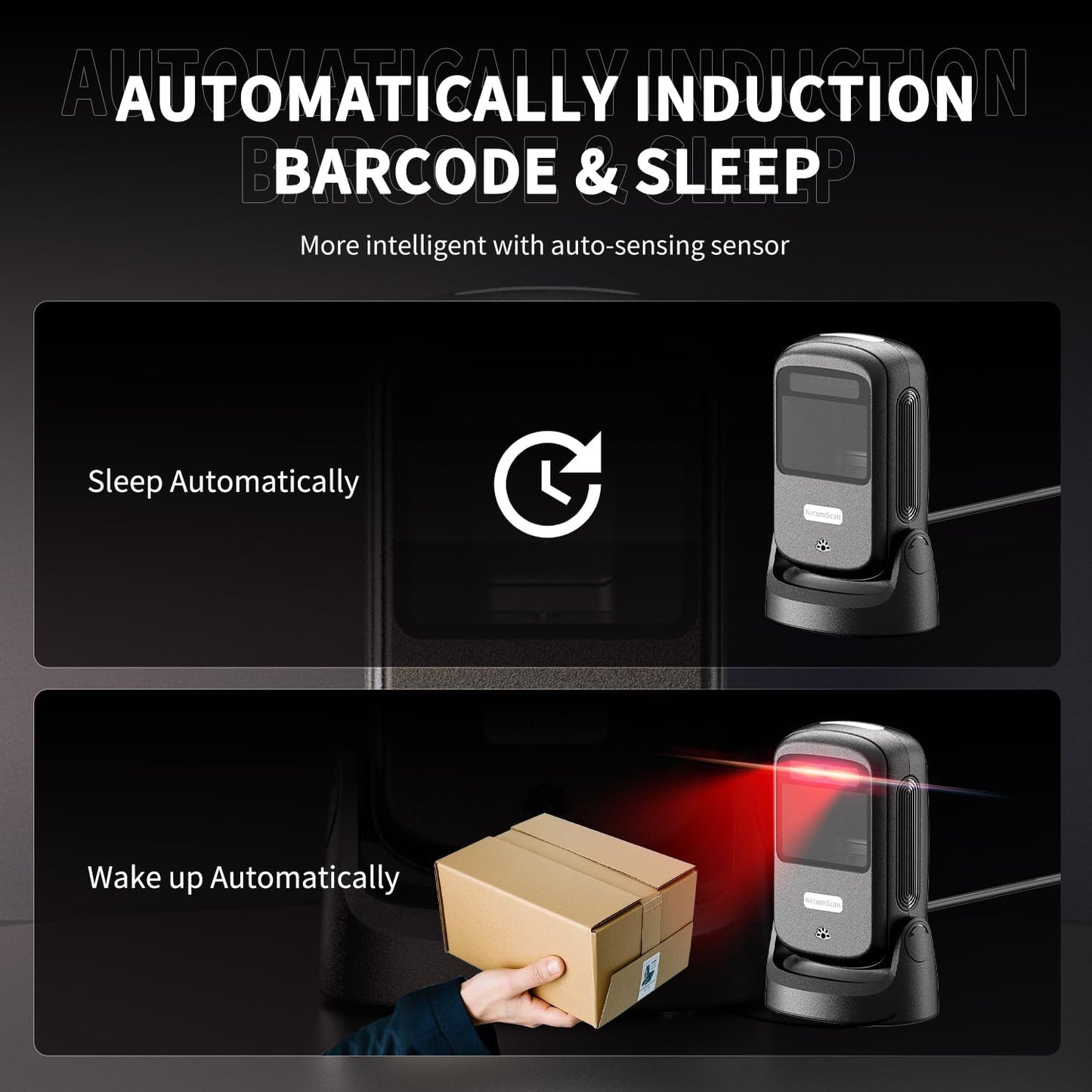 NetumScan Automatic Hands-Free Barcode Scanner - 1D/2D Desktop USB Wired Scanner for Retail Store, Warehouse, Supermarket, POS System, Checkout Counter (Windows/Mac/Linux)