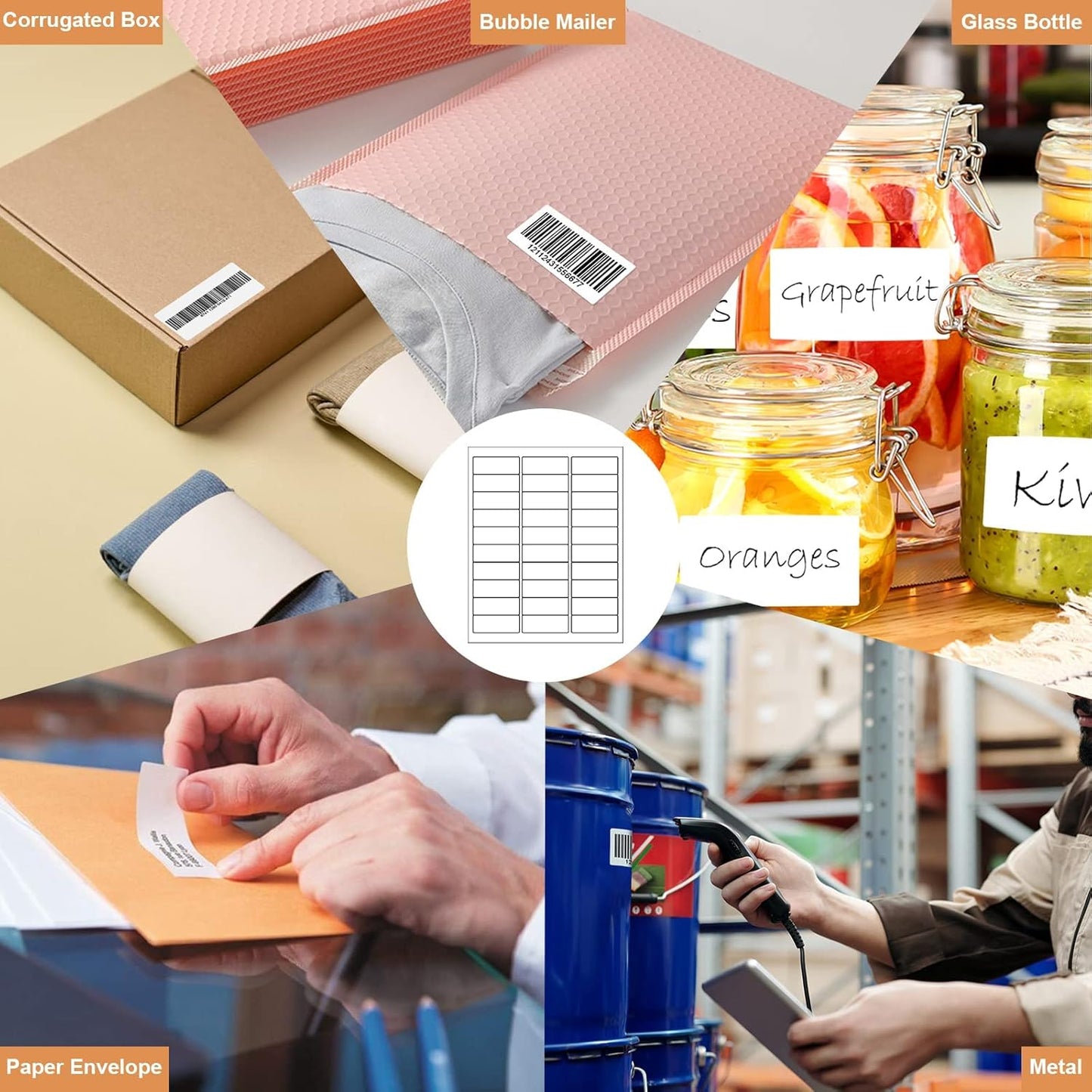 1" X 2-5/8" 30 Up Mailing Labels for Laser/Inkjet Printer, Address Labels, Shipping mailing Labels (25Sheets - 750 Labels)