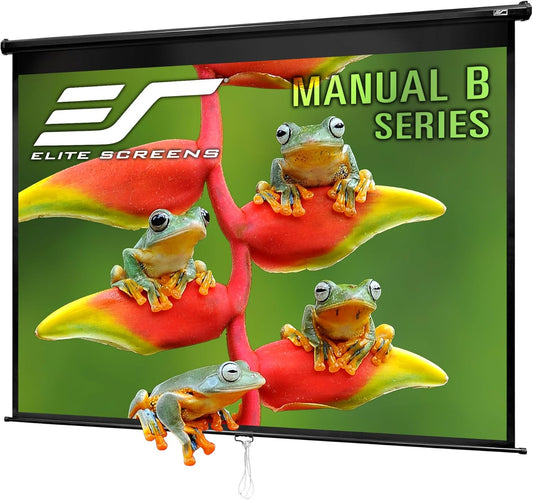 Elite Screens Manual B, 120-INCH 4:3, Manual Pull Down Projector Screen 4K / 8K Ultra HDR 3D Ready with Slow Retract Mechanism, 2-YEAR WARRANTY, M120V