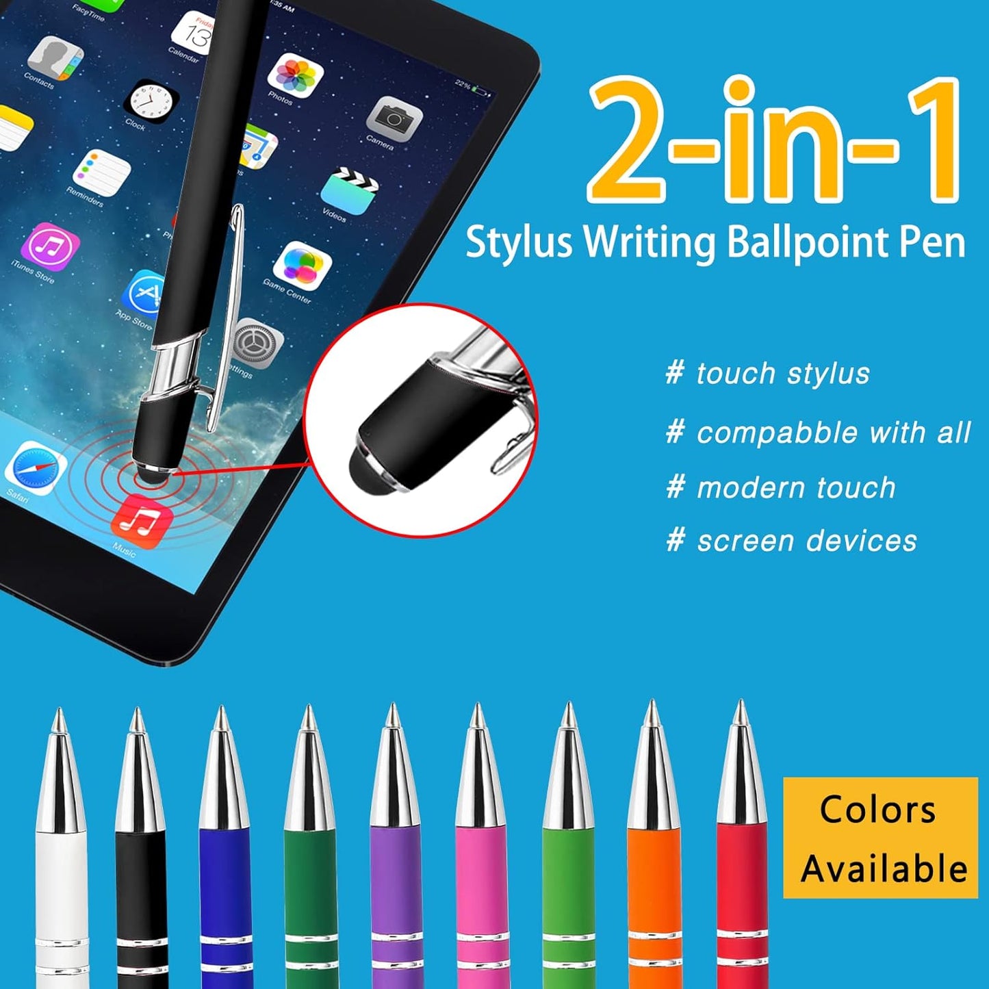 Max 500 Pcs Personalized Pens Bulk, Custom Pens with Free Engraving, Customized Stylus Tip Ballpoint Pen with Your Name Massage Text for School Office Business Graduation Anniversaries-20 Packs