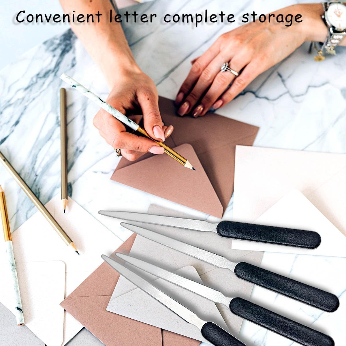 4Pcs Stainless Steel Letter Opener Knife, Lightweight Mail Slitters, Office & Home Use