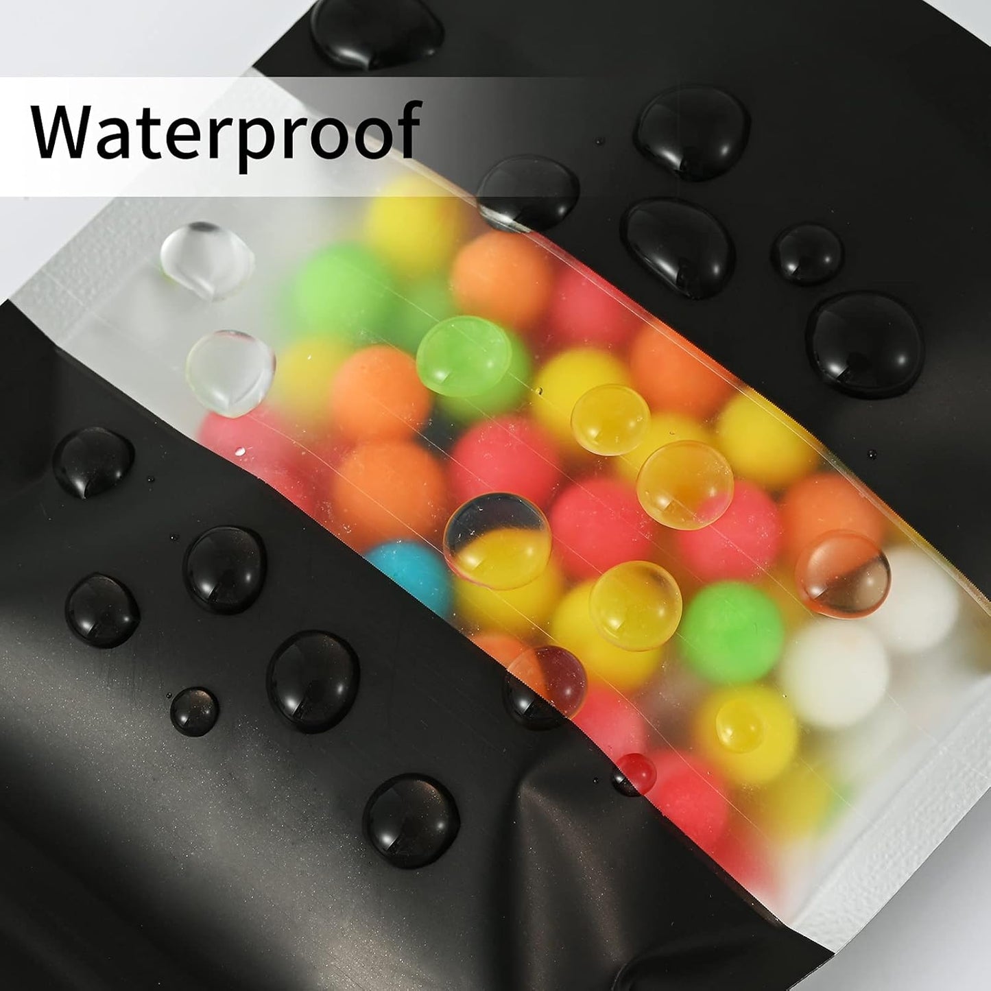 100 Pieces Smell Proof Mylar Resealable Food Storage Bags With Clear Window, Foil Pouch Stand-up for Self Sealing Supplies (Black, 4.7 x 7.8 Inch)