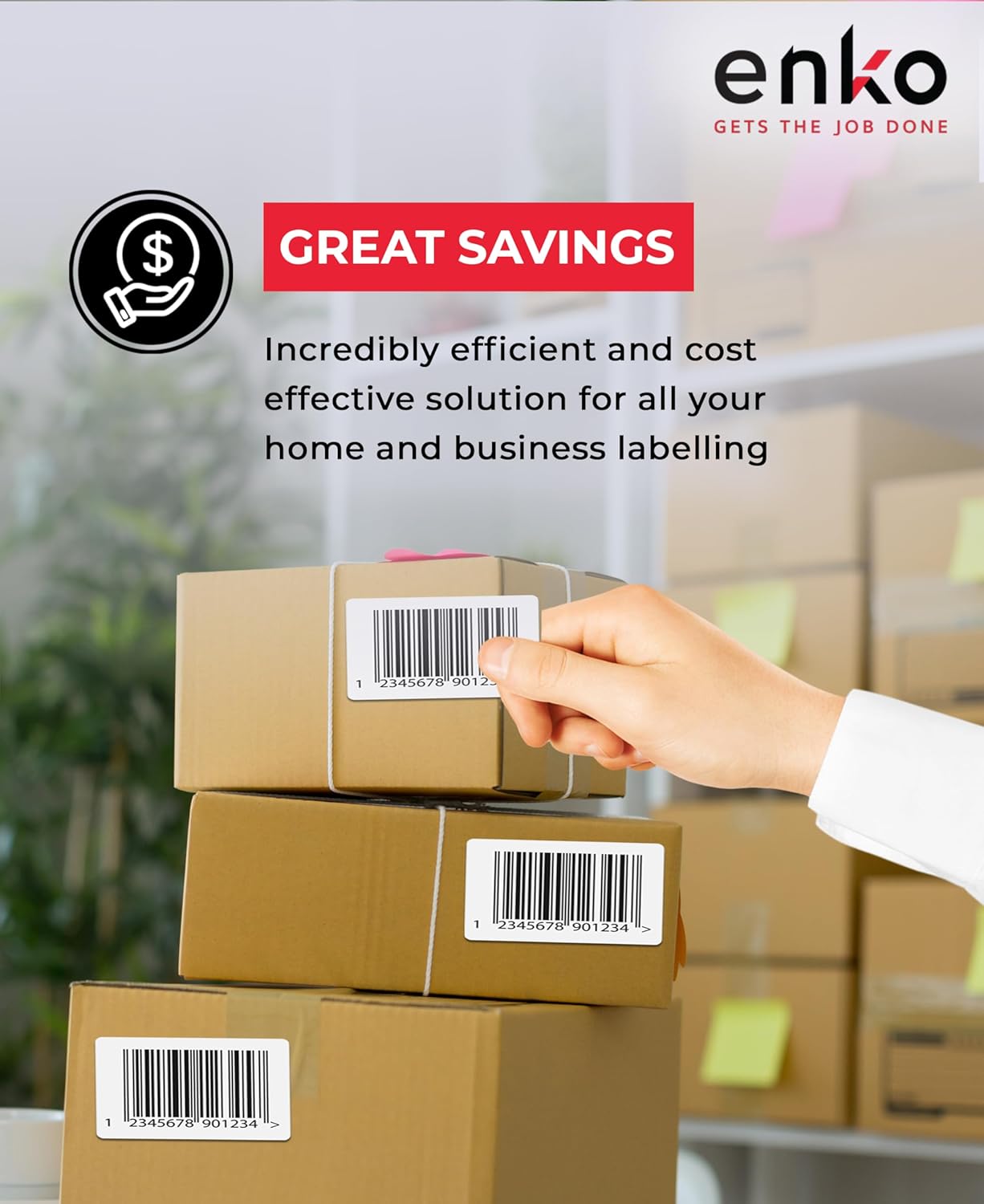 enKo 4" x 2" Labels for Zebra Desktop Printers (48 Rolls | 36,000 Labels) Direct Thermal Address Mailing Shipping Barcode FBA Stickers FNSKU Label for Zebra and Eltron (Perforated)