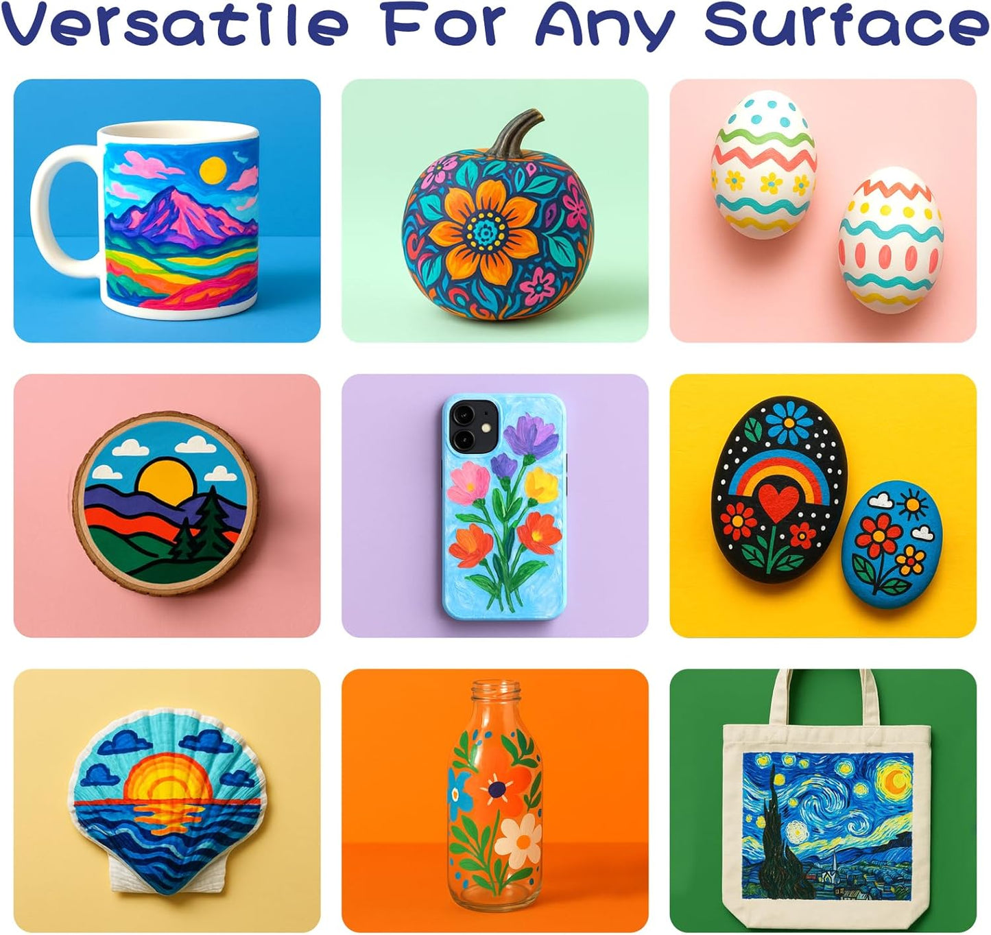 90 Colors Acrylic Paint Pens Markers, No-Bleed Brush Tip Acrylic Markers with Automatic Ink Control System, for Stone, Wood, Canvas, Ceramic, Glass, Metal, Rock Painting, DIY Crafts Art Supplies Kit