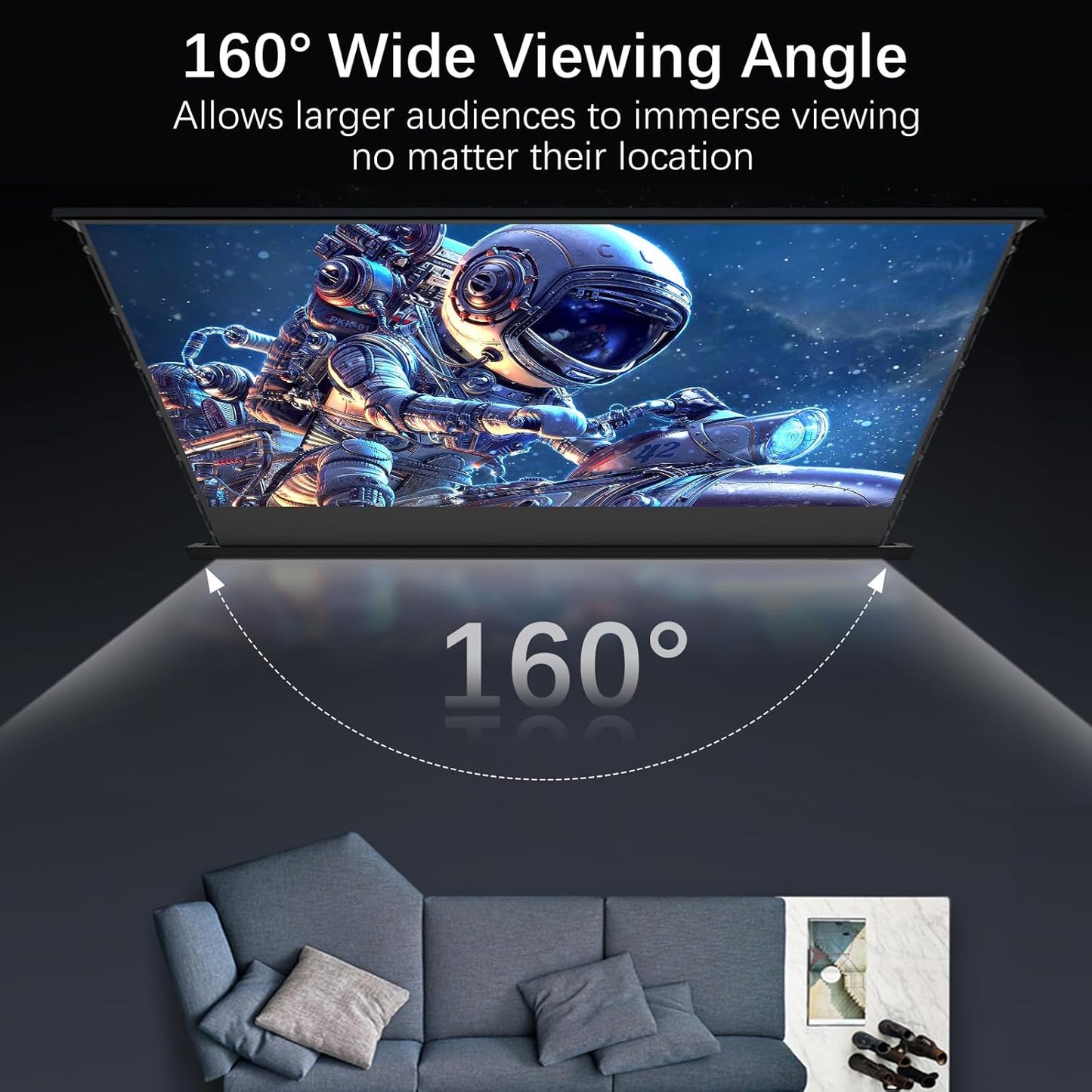 IN&VI Motorized ALR Floor Rising Projector Screen for Long/Standerd Throw Projector,Movie Screen for Home Theater,Motorized Projector Screen 4K/8K Ultra HD Active 3D (120 Inch/16:9)