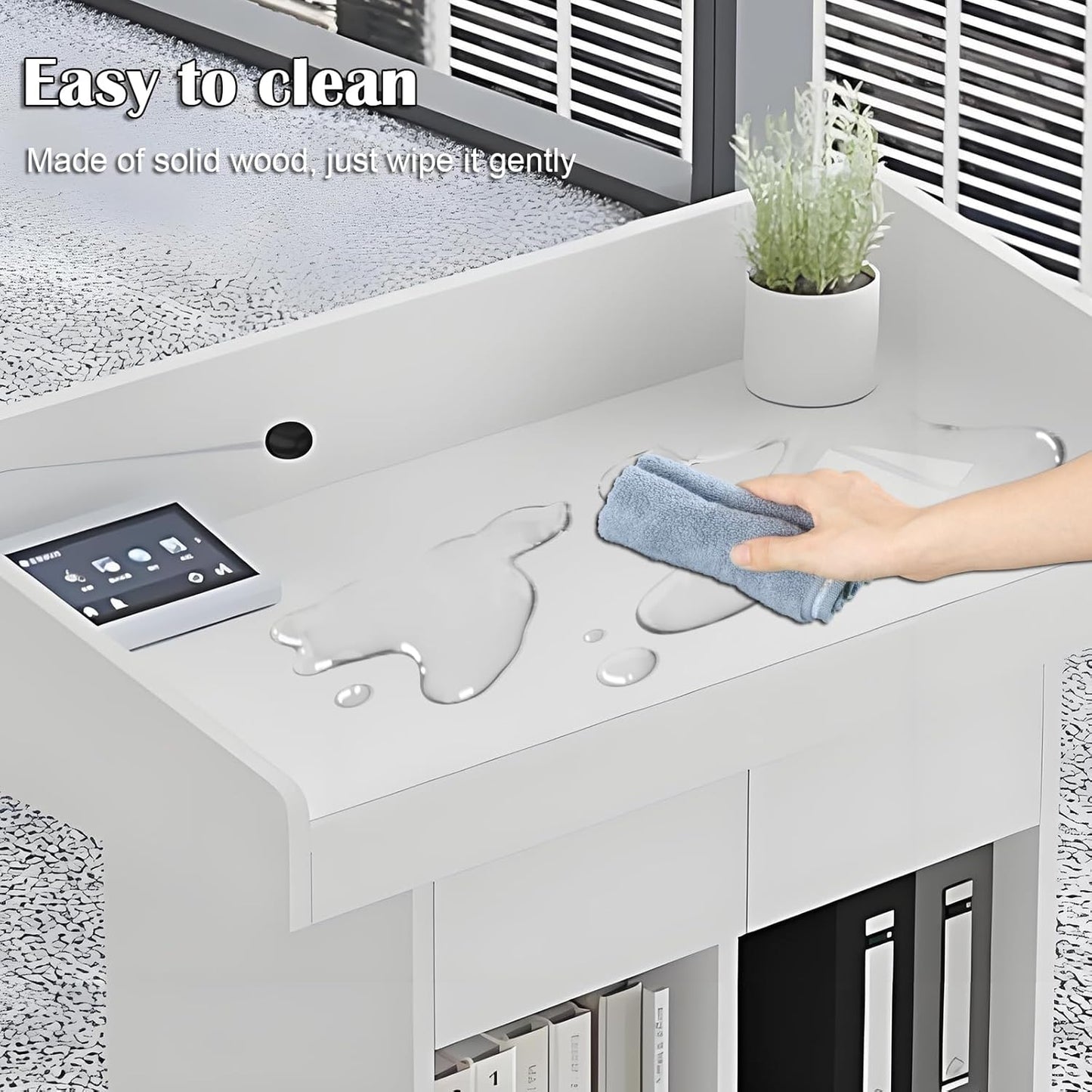 Solid Wooden Podium Stand Podiums for Classroom Lectern Podium Stand Wood Church Pulpit with 3 Levels of Storage and Heightened Baffles (White, 39.4in)