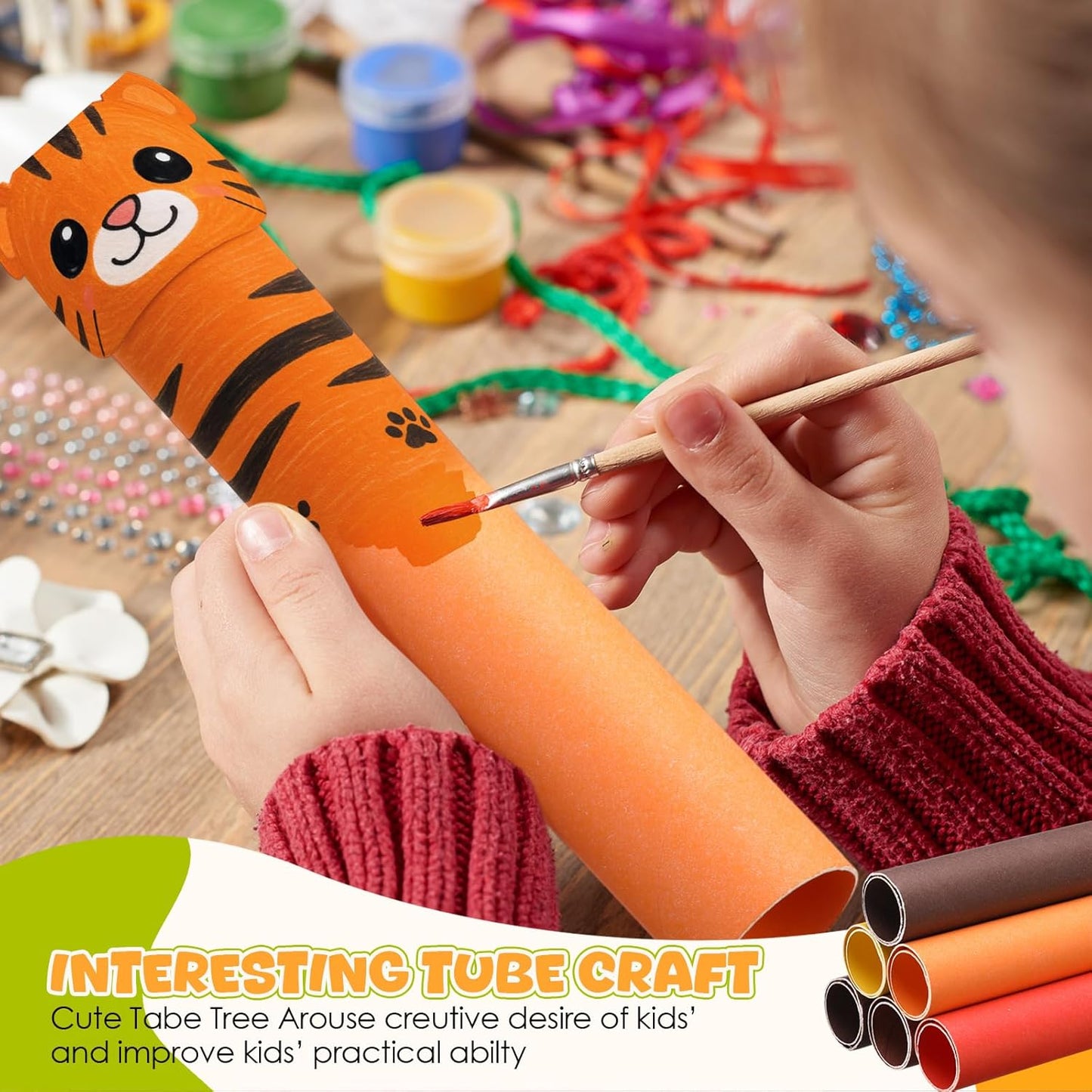 MotiMind 60 Pcs Cardboard Tubes for Craft 2 Size Empty Paper Towel Rolls Cardboard Toilet Paper Tubes Bulk for Classroom DIY Projects(Autumn,1.4 x 10 Inch, 1.6 x 10 Inch)