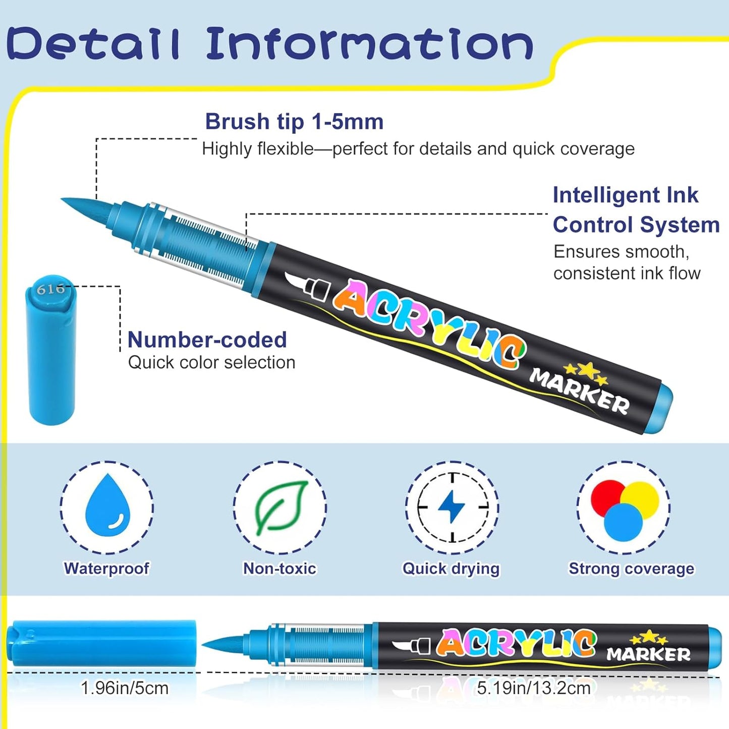 90 Colors Acrylic Paint Pens Markers, No-Bleed Brush Tip Acrylic Markers with Automatic Ink Control System, for Stone, Wood, Canvas, Ceramic, Glass, Metal, Rock Painting, DIY Crafts Art Supplies Kit