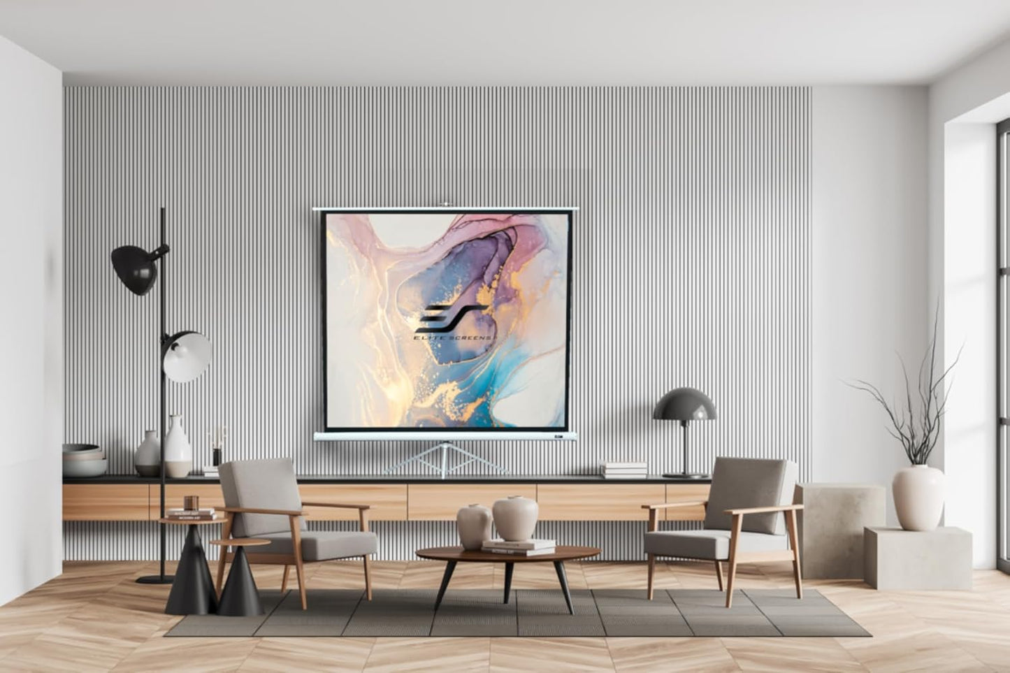 Elite Screens Tripod Series, 113-INCH 1:1, 16:9, 4:3 Adjustable Multi Aspect Ratio Portable Indoor Outdoor Projector Screen, 8K 4K Ultra HD 3D Ready, US Based Company 2-YEAR WARRANTY, T113NWS1 - White