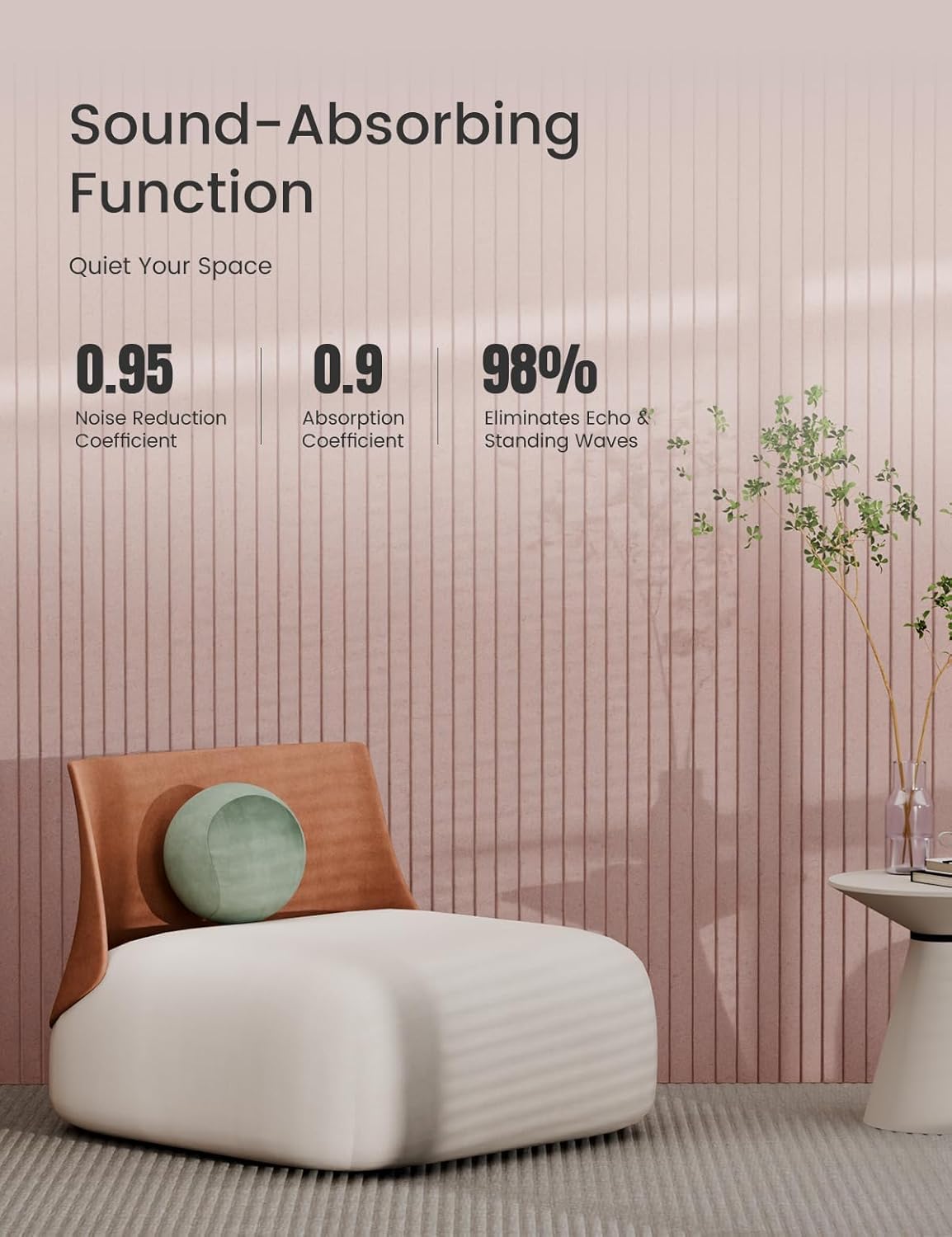 Bumusty Large Cork Board Alternative-47 x35 Felt Bulletin Board Tiles, with 30 Pushpins, 70 Adhesive Tabs, 12-Pack Slat Wall Paneling, Cork Boards for Office Push Pin Board Felt Board-Coral