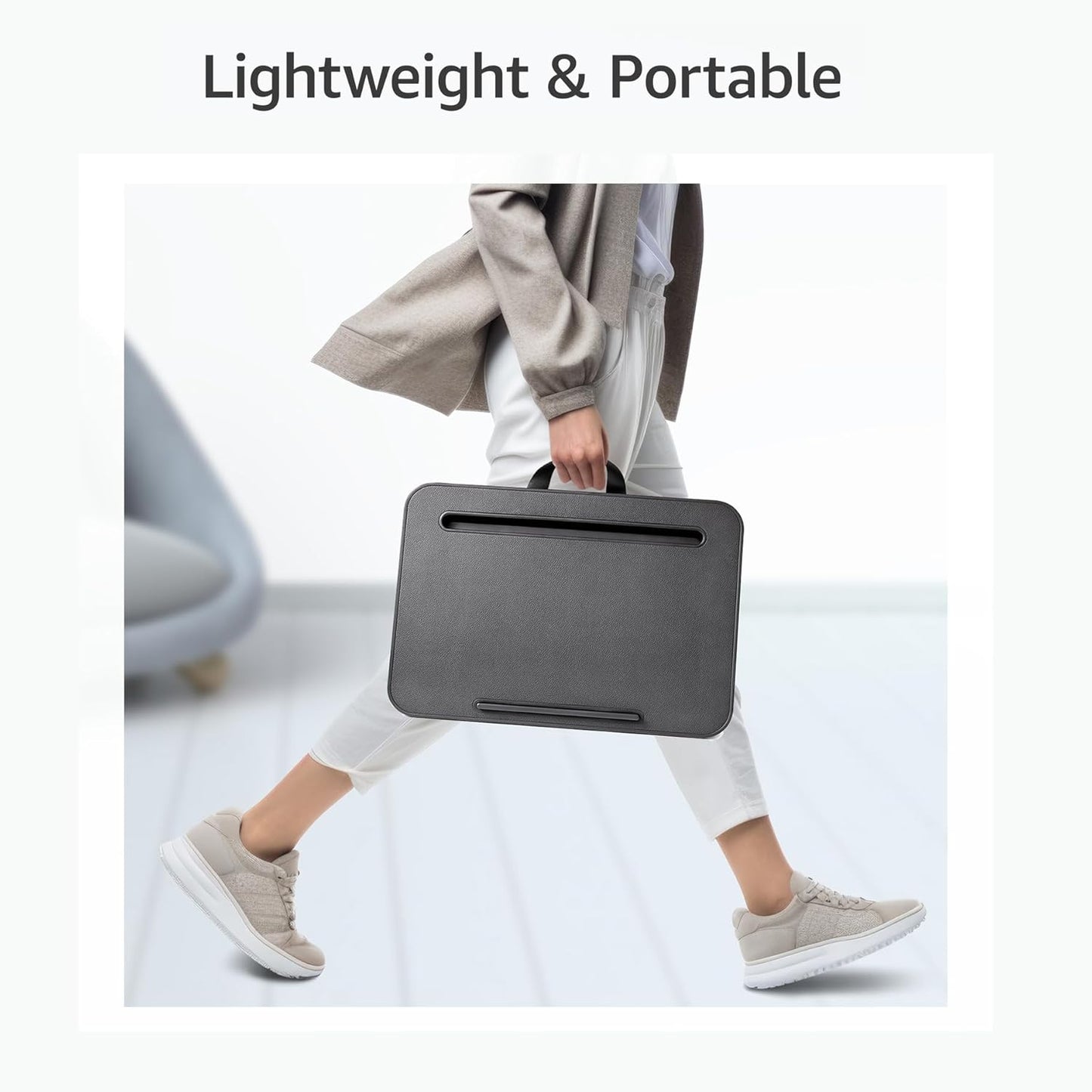 Lap Desk with Washable Cushion – Fits up to 15.6-in Laptops – Portable Laptop Desk & Stand –Bed desks & Tray for Writing, Reading, Working, Gaming on Bed, Couch, Floor – Istudyniture -Smal, Black