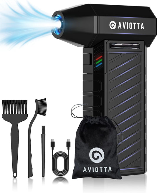 Electric Compressed Air Duster for PC, 300.000 RPM Ultra Powerful Turbo Fan Duster for Electronics, Mini Jet Fan for Computer Cleaning, Cordless Air Blower for Car & Home, Best Tech Gifts for Men