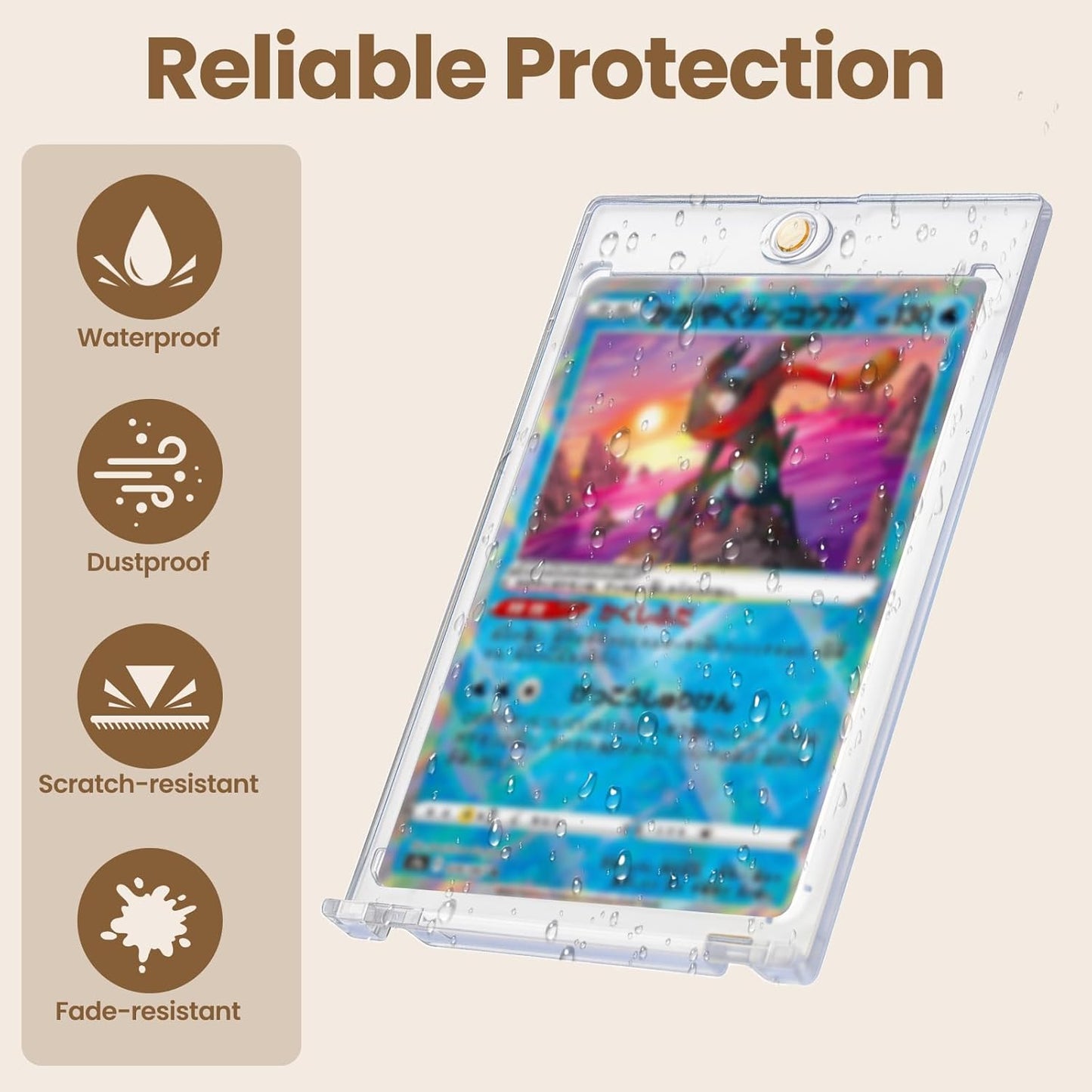 Magnetic Card Holder for Trading Card - Baseball Card Display Protector with Wooden Card Stand, 35pt Acrylic Hard Card Sleeves Case, Card Display Stand for PSA Slabs Trading Cards and Sports Cards