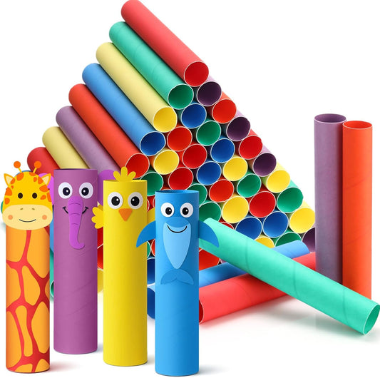 MotiMind 60 Pcs Cardboard Tubes for Craft 2 Size Empty Paper Towel Rolls Cardboard Toilet Paper Tubes Bulk for Classroom DIY Projects(Multicolor,1.4 x 10 Inch, 1.6 x 10 Inch)