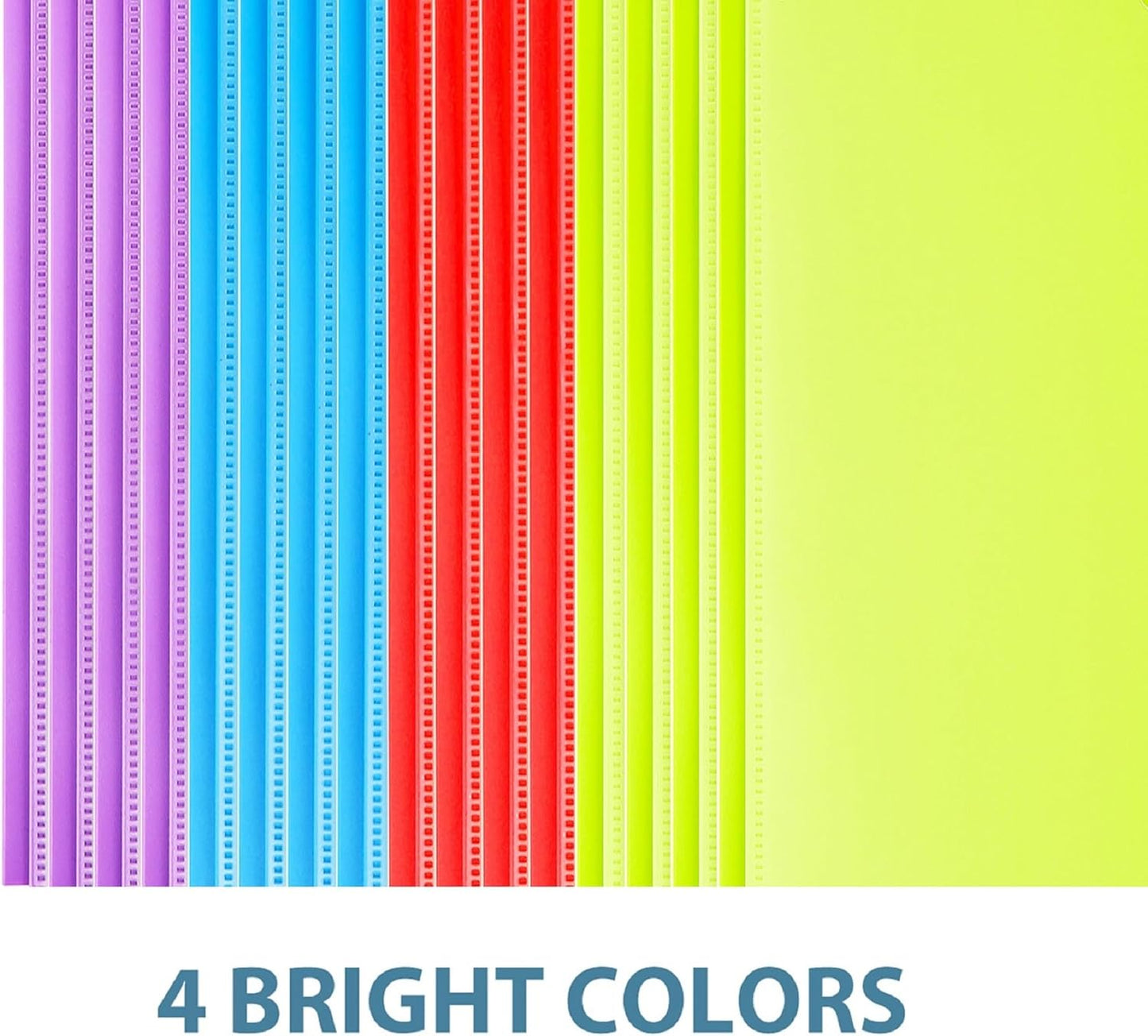 16 Packs Heavy Duty 3 Pockets Folders with Prongs, Plastic Folders with Clear Front Pocket, for Letter Size Paper, Assorted Colors/Card Slot for Class Office Home