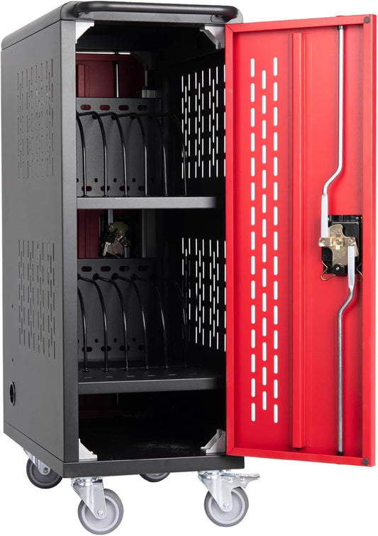 16 Device Mobile Charging Station for Laptops/Tablets/iPads/Chromebooks,16 Bay Lockable Charging Cabinet with Cable Management & Power Strip Included, School Charging Storage Carts,Easy Assembly