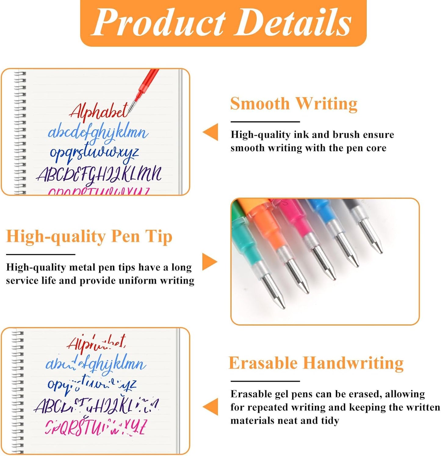 0.7 mm Erasable Gel Ink Pen Refills Compatible with Frixion Friction, Smooth Writing Multicolor Retractable Fine Point Pen Refill for School Office Home Art (8 Colors, 40)