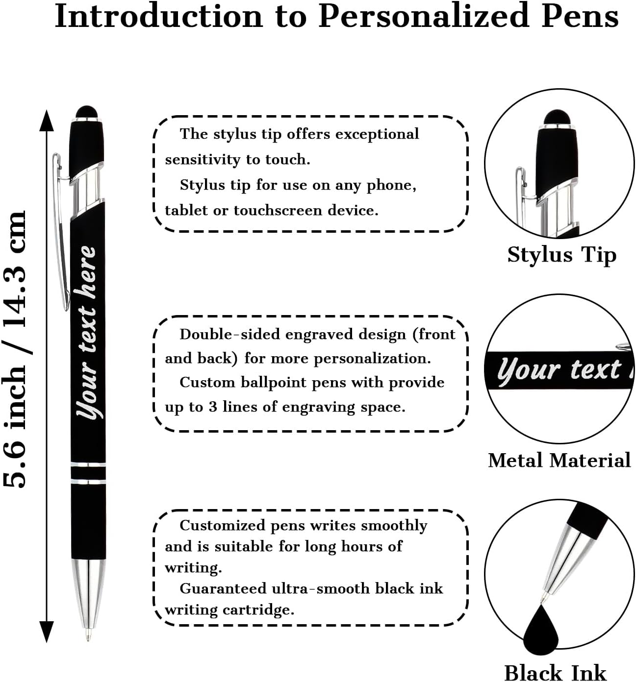 Personalized Pens with Name Logo or Message, Up to 1200 pcs Bulk Custom Metal Ballpoint Pen with Black Ink Customized Gift for Business, Graduation and Promotions(Purple)