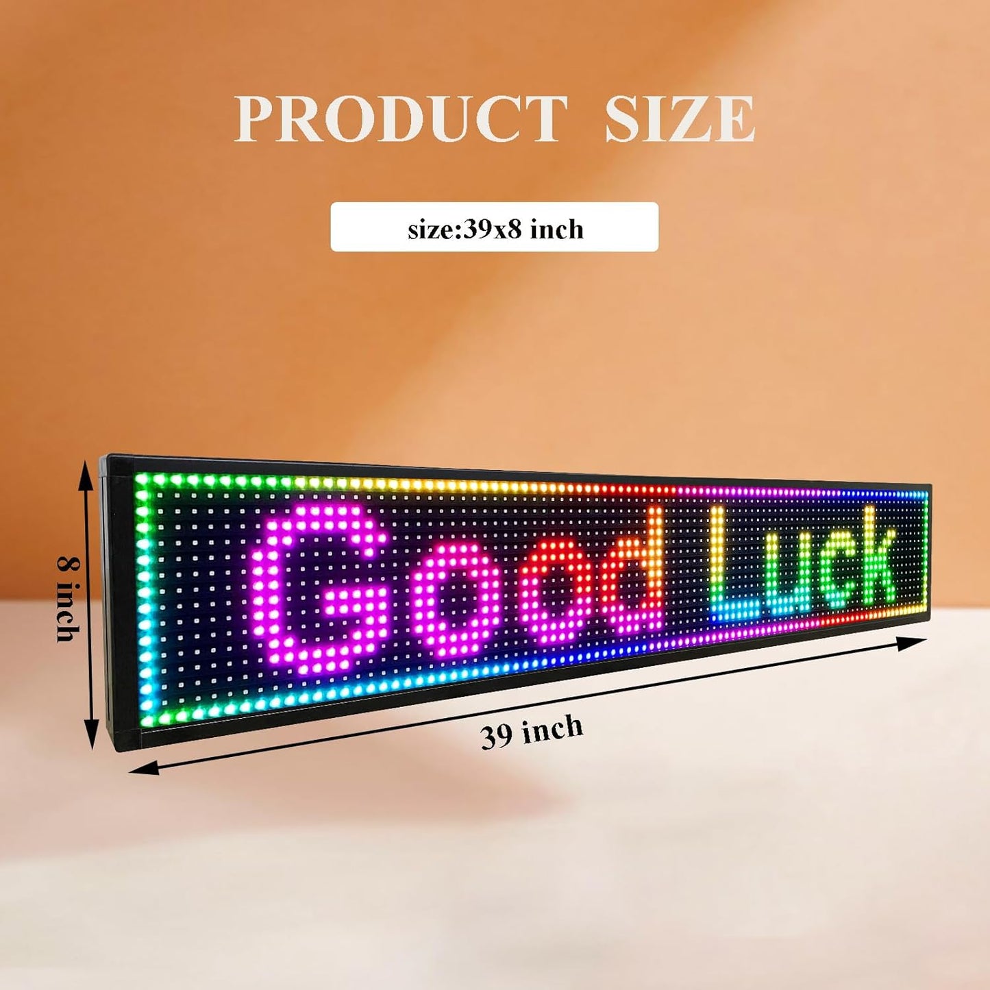 P6 Outdoor Full Color 40 x 18 Inches Led Sign WiFi Programmable with High Resolution Scrolling Texts, Colorful Images and Videos - USB Connection Available
