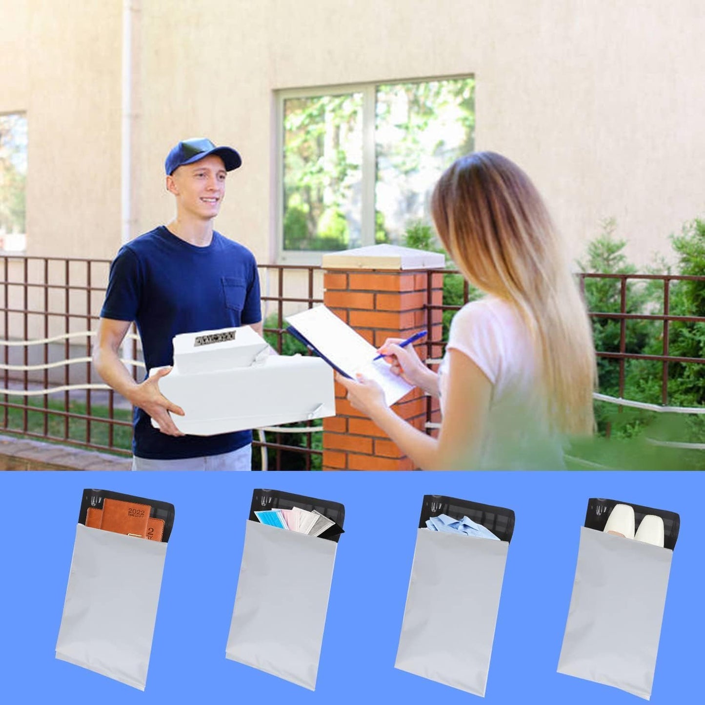 newlng Poly Mailers Shipping Bags Mailing bags 10x13"/250x350mm White Shipping Envelopes Self-sealing Adhesive Waterproof and Tear-Proof Packaging Bags poly bag for Clothing Books Gift 30pcs